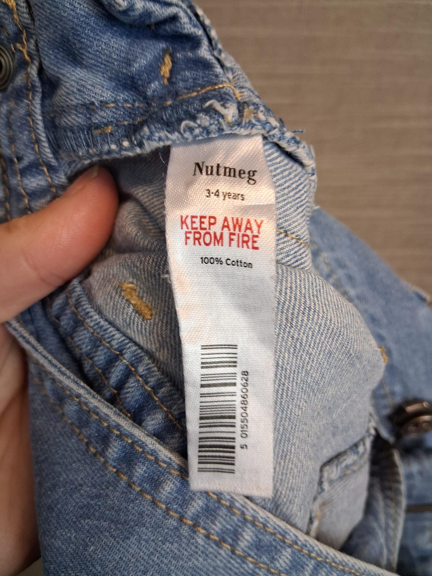 Nutmeg Girls Blue Denim Dungaree Shorts Age 3-4 Years