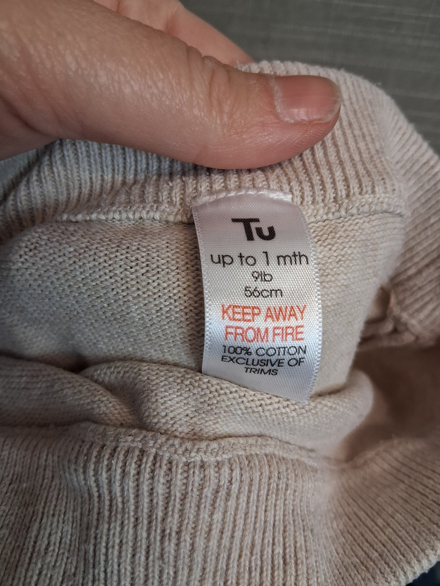 TU Boys Beige Knitted Trousers Age Newborn