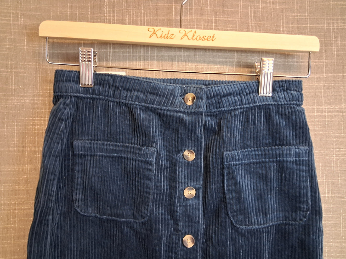 Next Girls Blue Corduroy Skirt Age 11-12 Years Button Front New