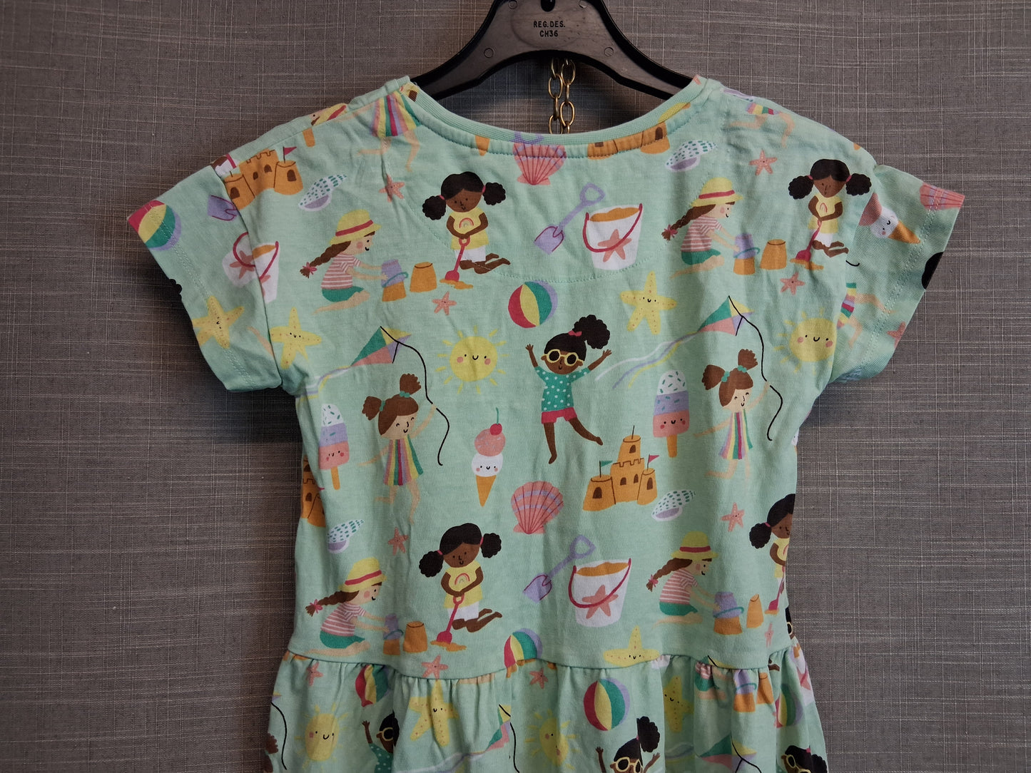 TU Girls Green Jersey T-Shirt Dress Age 6-7 Years
