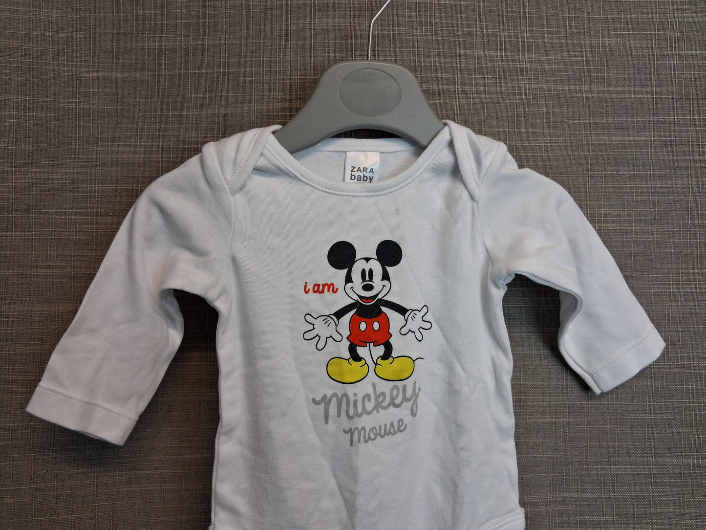 Zara Disney Boys Mickey Mouse Long Sleeve Bodysuit Age 0-3 Months