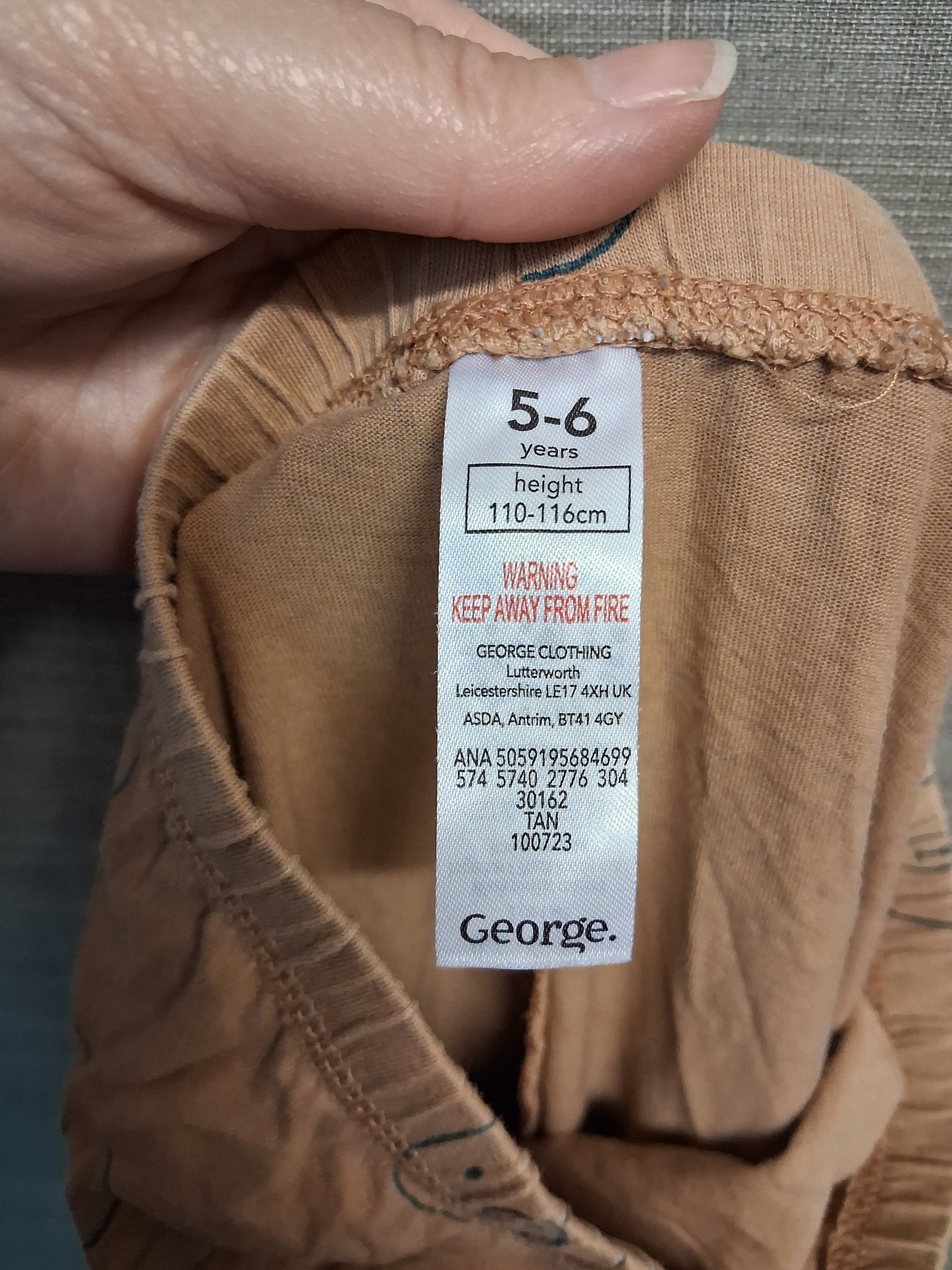 George Boys PJ Pyjamas 2 Piece Set Age 5-6 Years Brown Bears