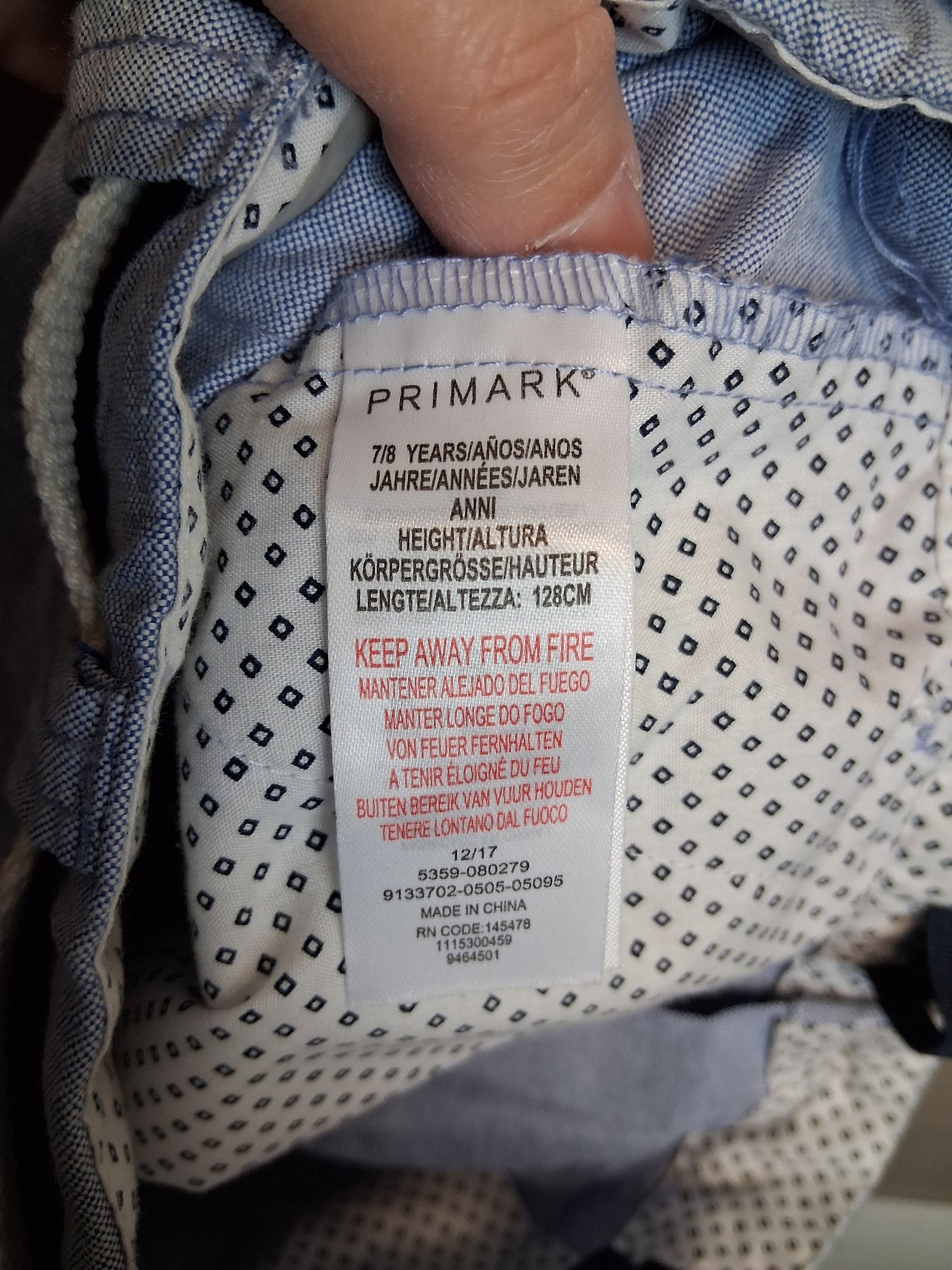 Primark Blue Chino Shorts Age 7-8 Years with Belt