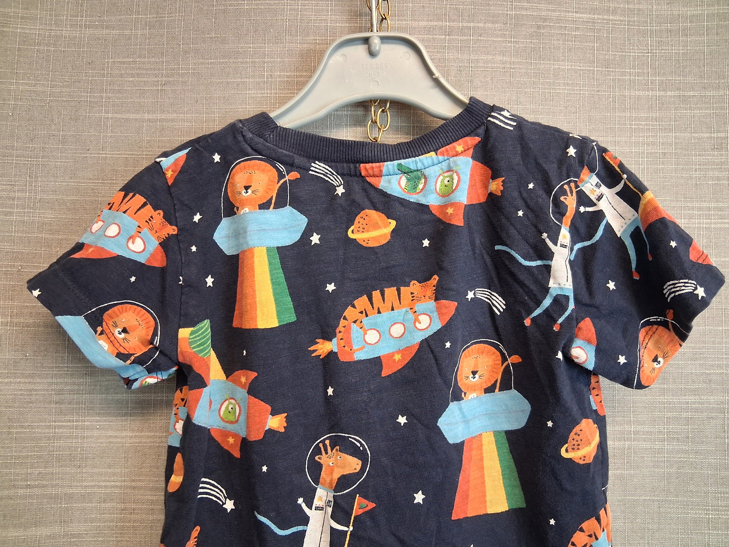 Next Space Theme Blue T-Shirt Short Sleeve 100% Cotton Age 3-4 Years