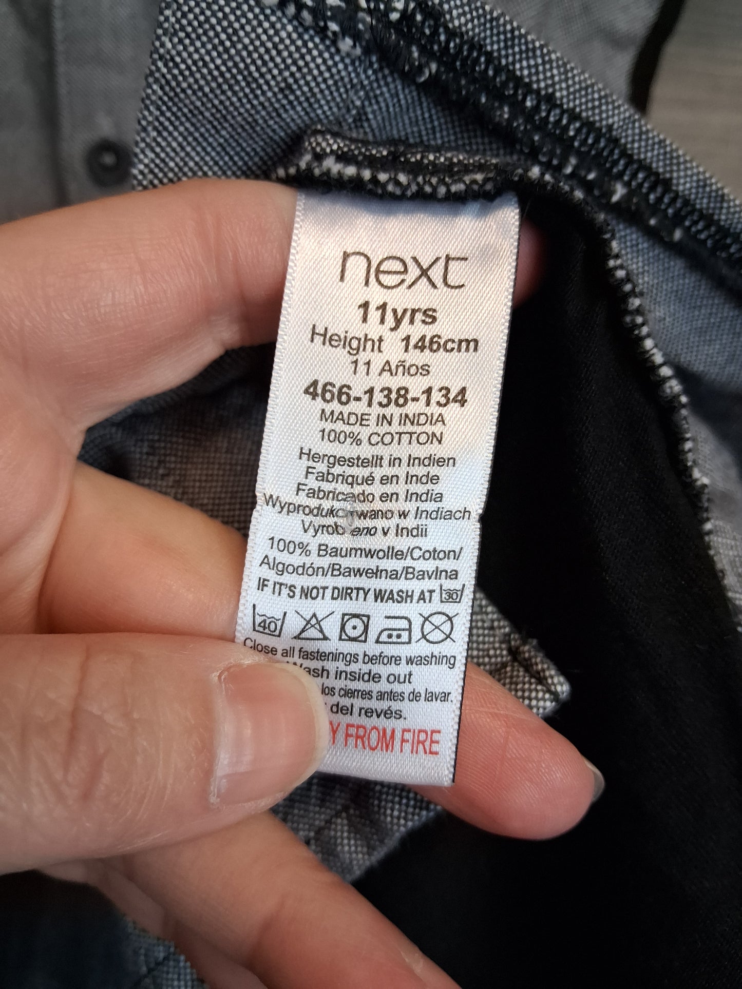 Next Boys Black and Grey Short Sleeve Shirt Age 11 Years