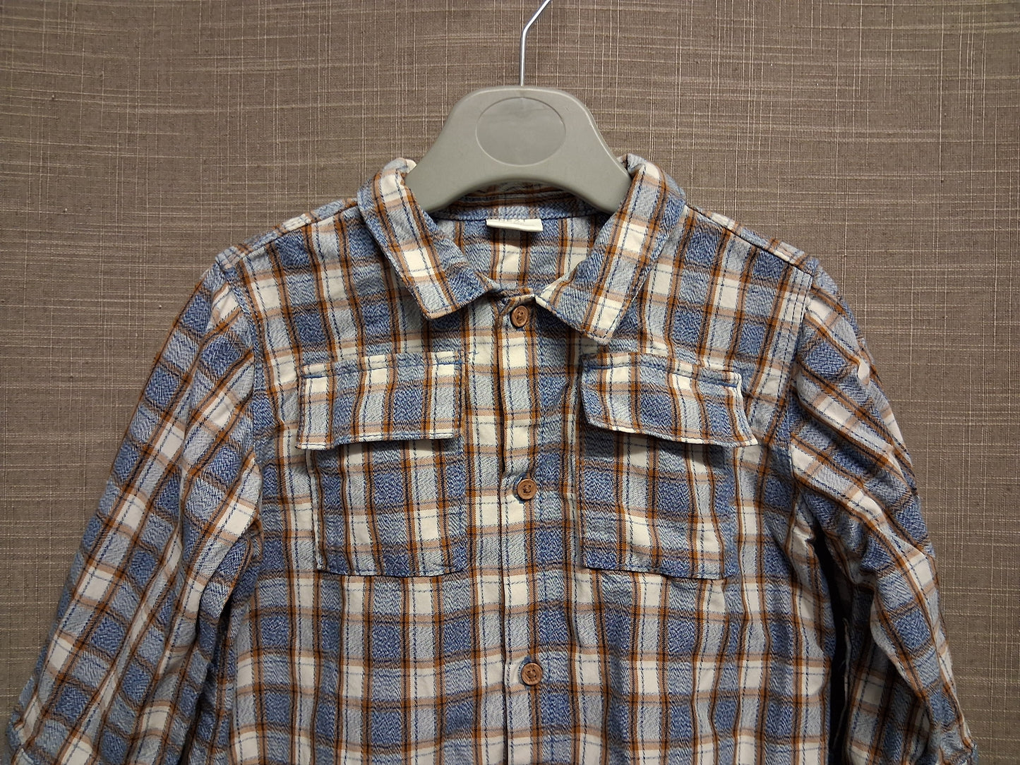 Next Boys Long Sleeve Check Blue Shirt Age 12-18 Months