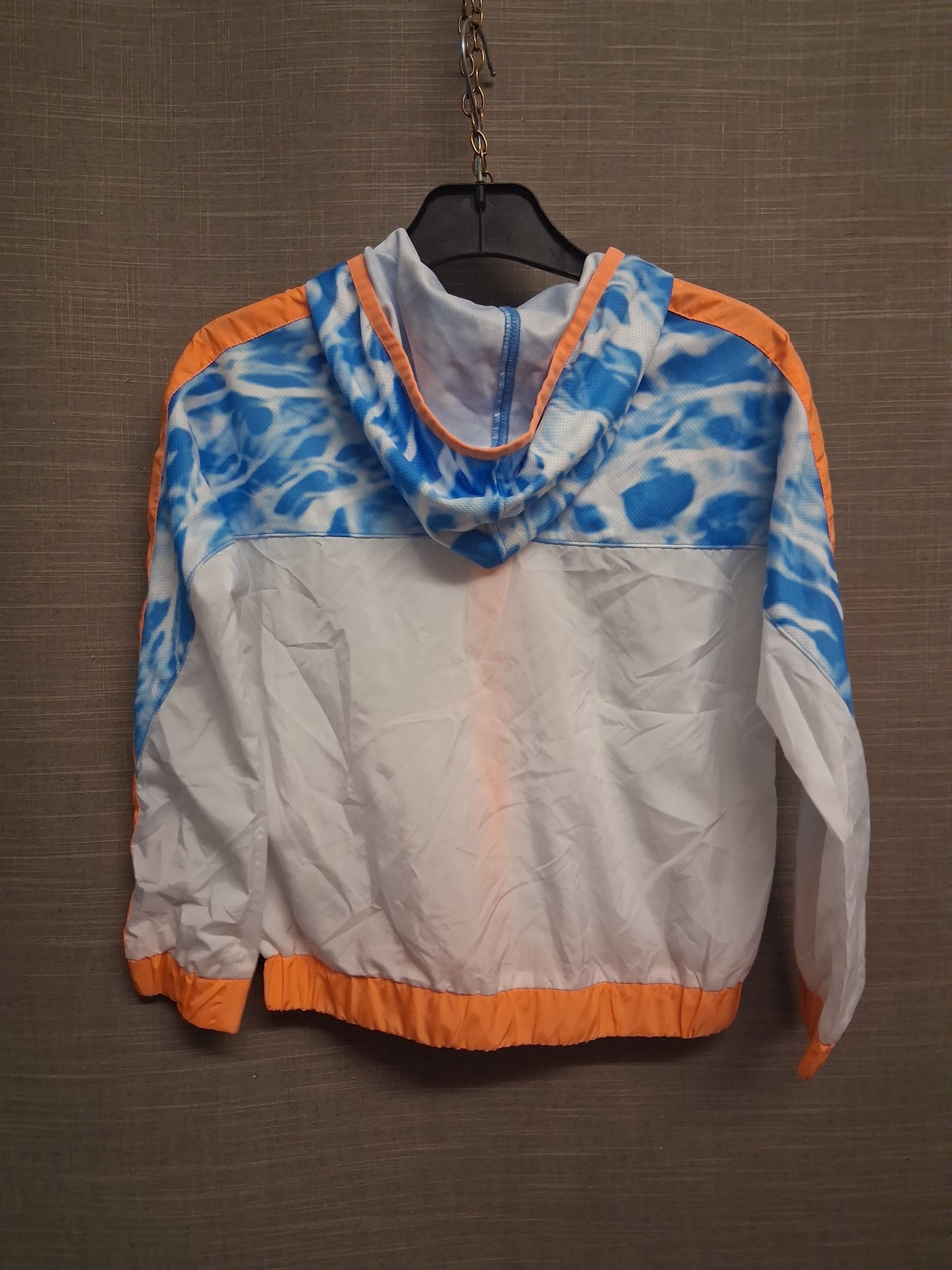 Nike Windbreaker Jacket Girls Lightweight Full Zip Hooded White Blue Age 6-7 Years