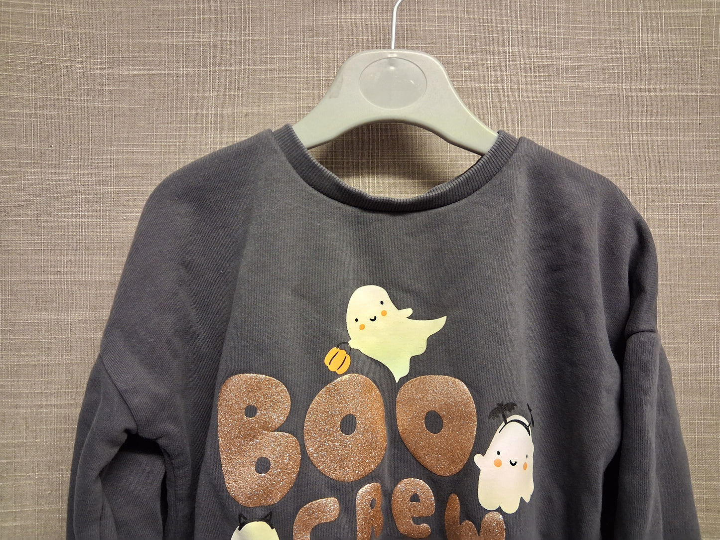 George Girls Halloween 'Boo Crew' Grey Long Sleeve Sweater Age 2-3 Yearsv