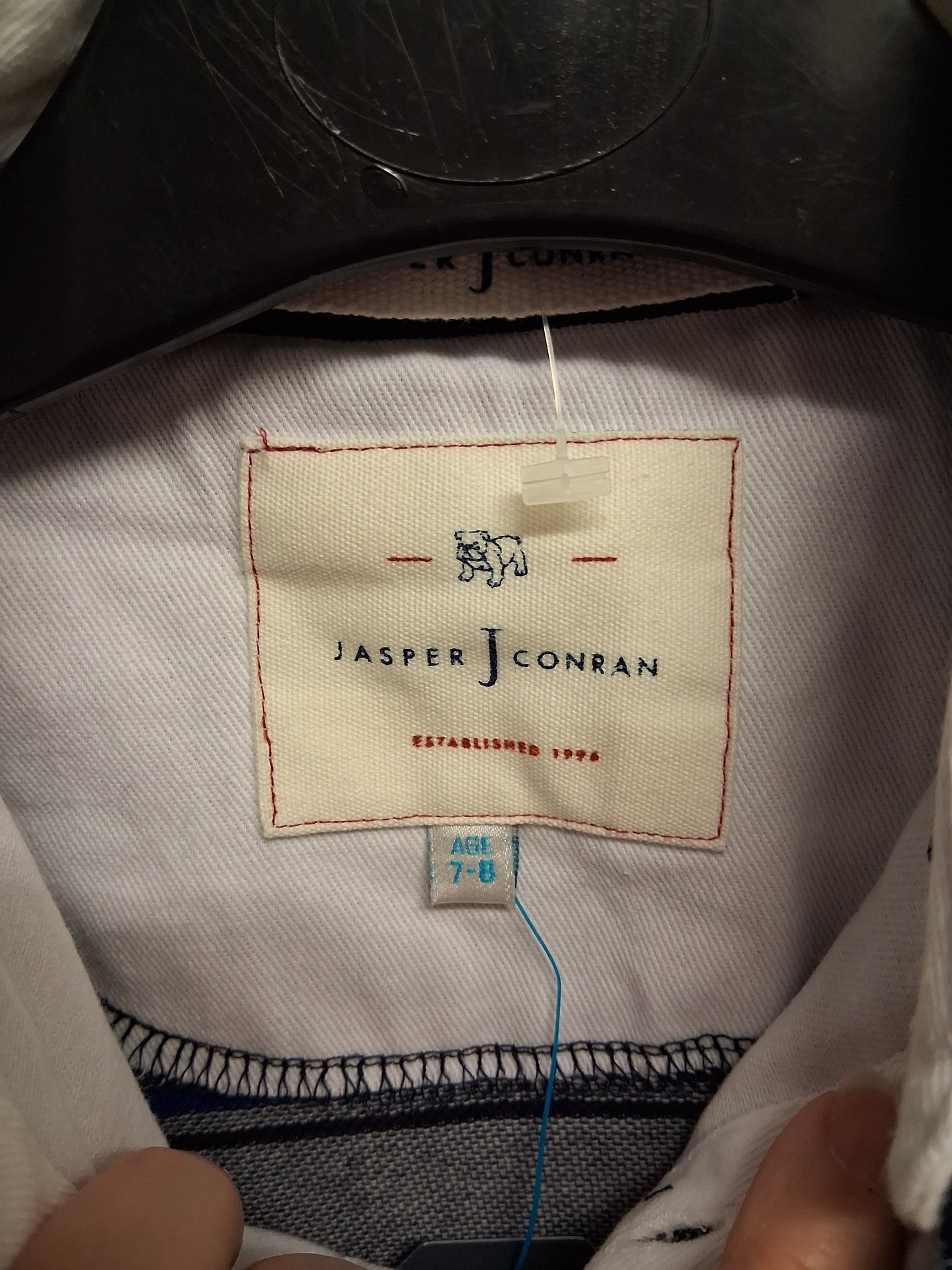 Jasper Conran Blue White Stripe Long Sleeve T-Shirt with Collar Age 7-8 Years New