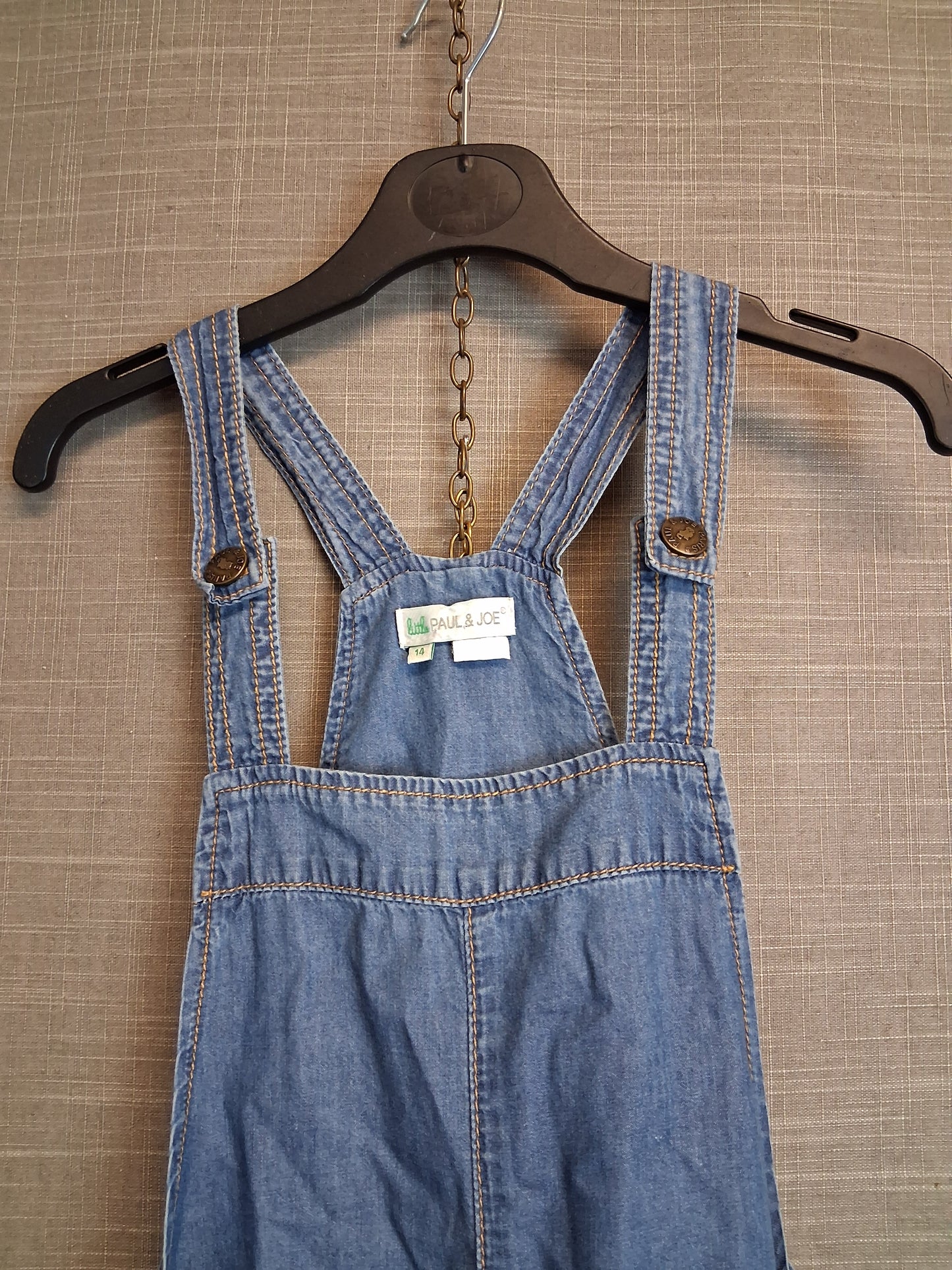 Little Paul & Joe Denim Dungaree Shorts Age 14 Years Small Fit