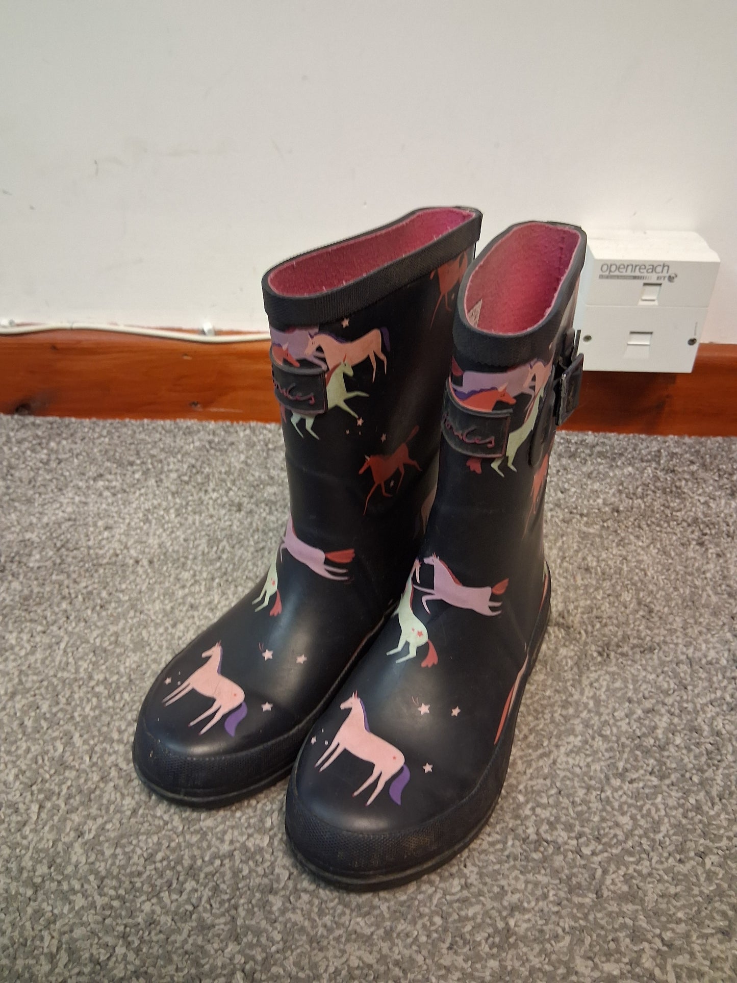Joules Girls Blue Horse Theme Wellingtons Age 13 Years