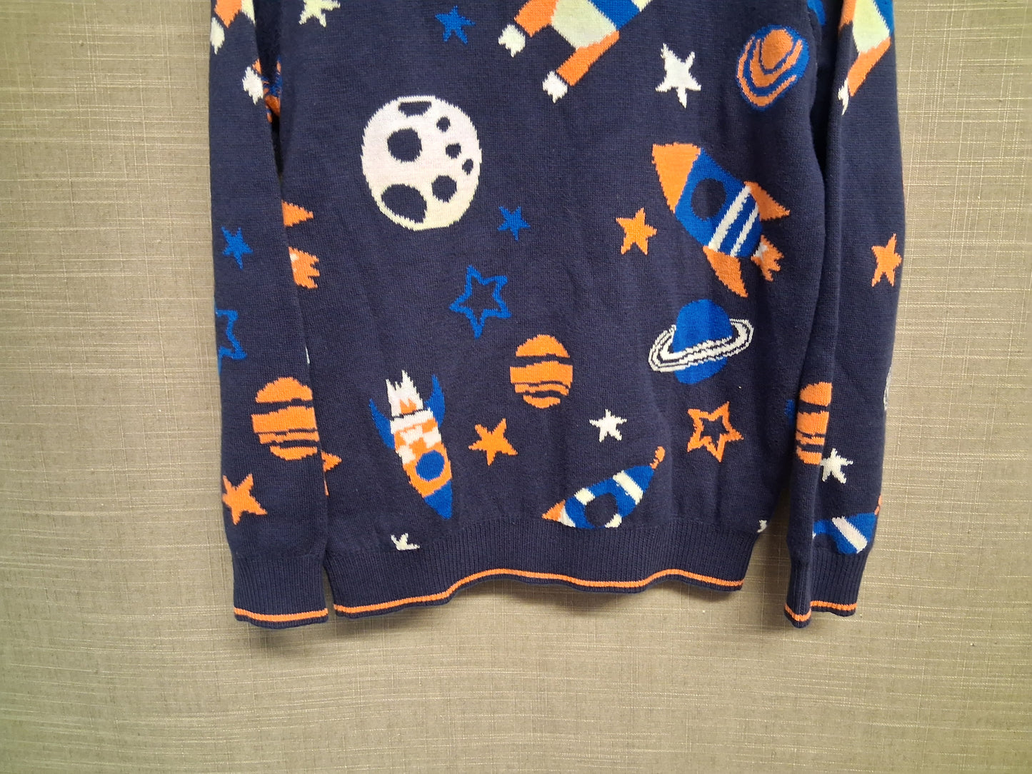 F&F Boys Space Theme Knitted Sweater Blue Age 5-6 Years New