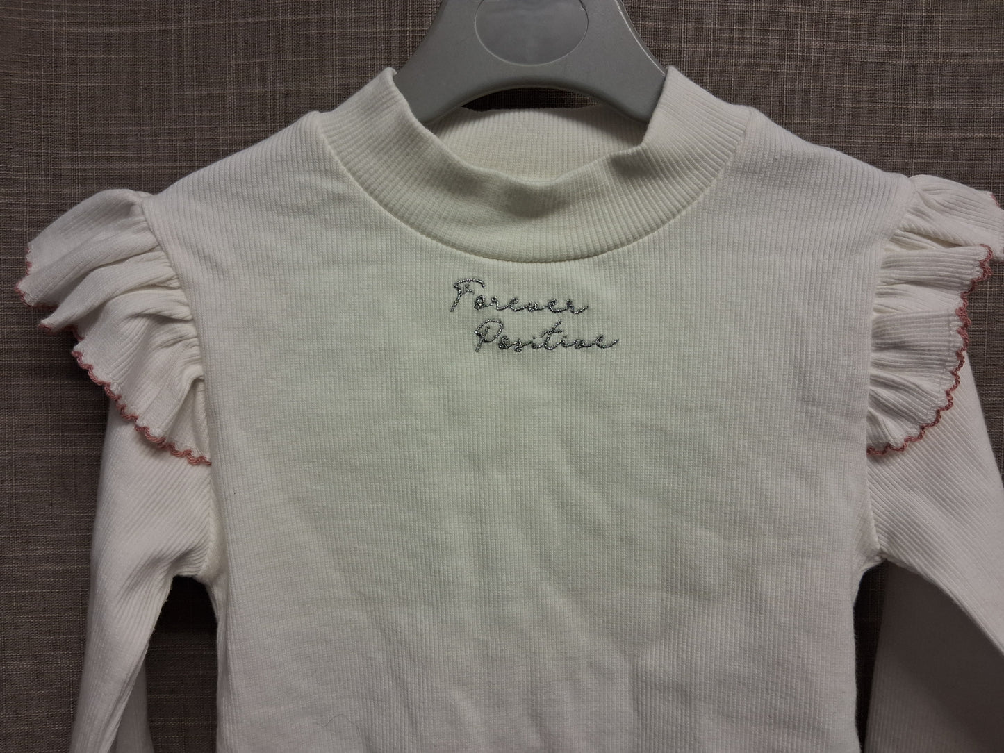 River Island Girls Cream Long Sleeve Ribbed High Neck T-Shirt Age 5 Years New