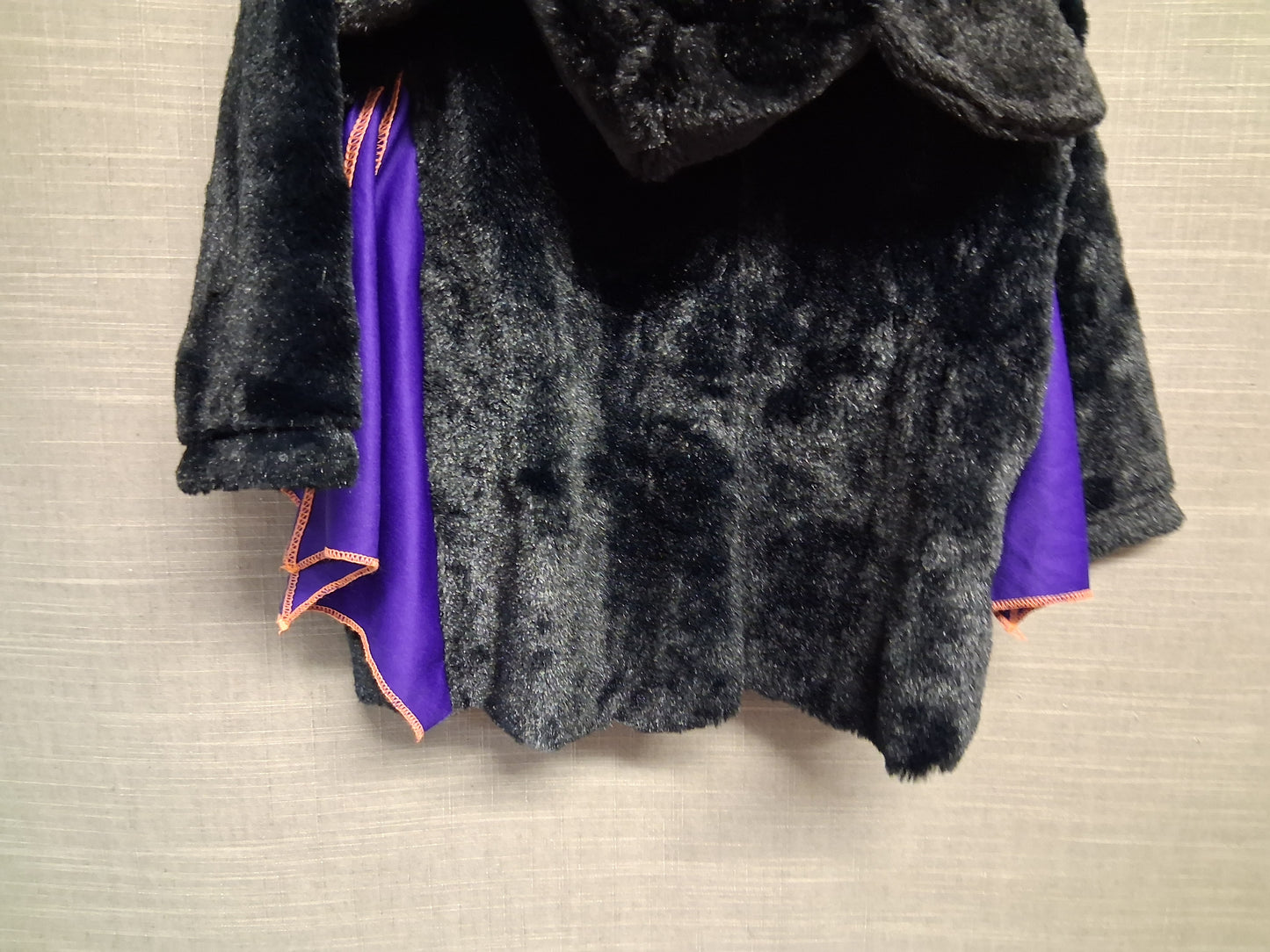 George Halloween Bat Costume Black Purple Plush Hooded Winged Sleeve Age 1-2 years