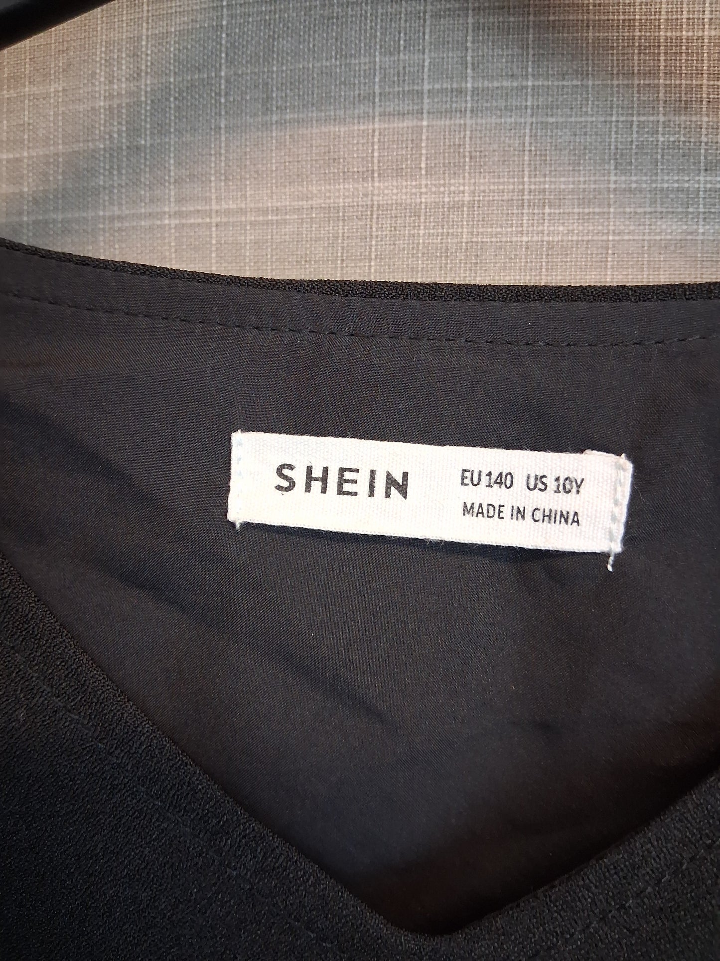Shein Girls Black Dress Long Sleeve with Belt Age 10 years