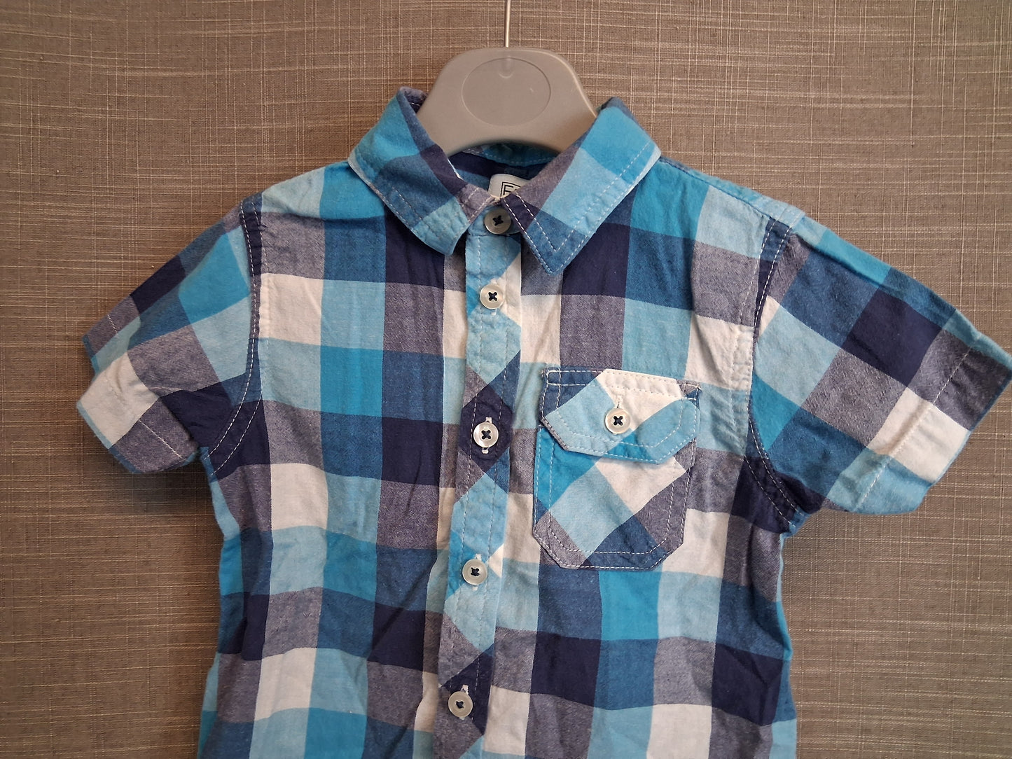 F&F Boys Check Short Sleeve Shirt Age 18-24 Months