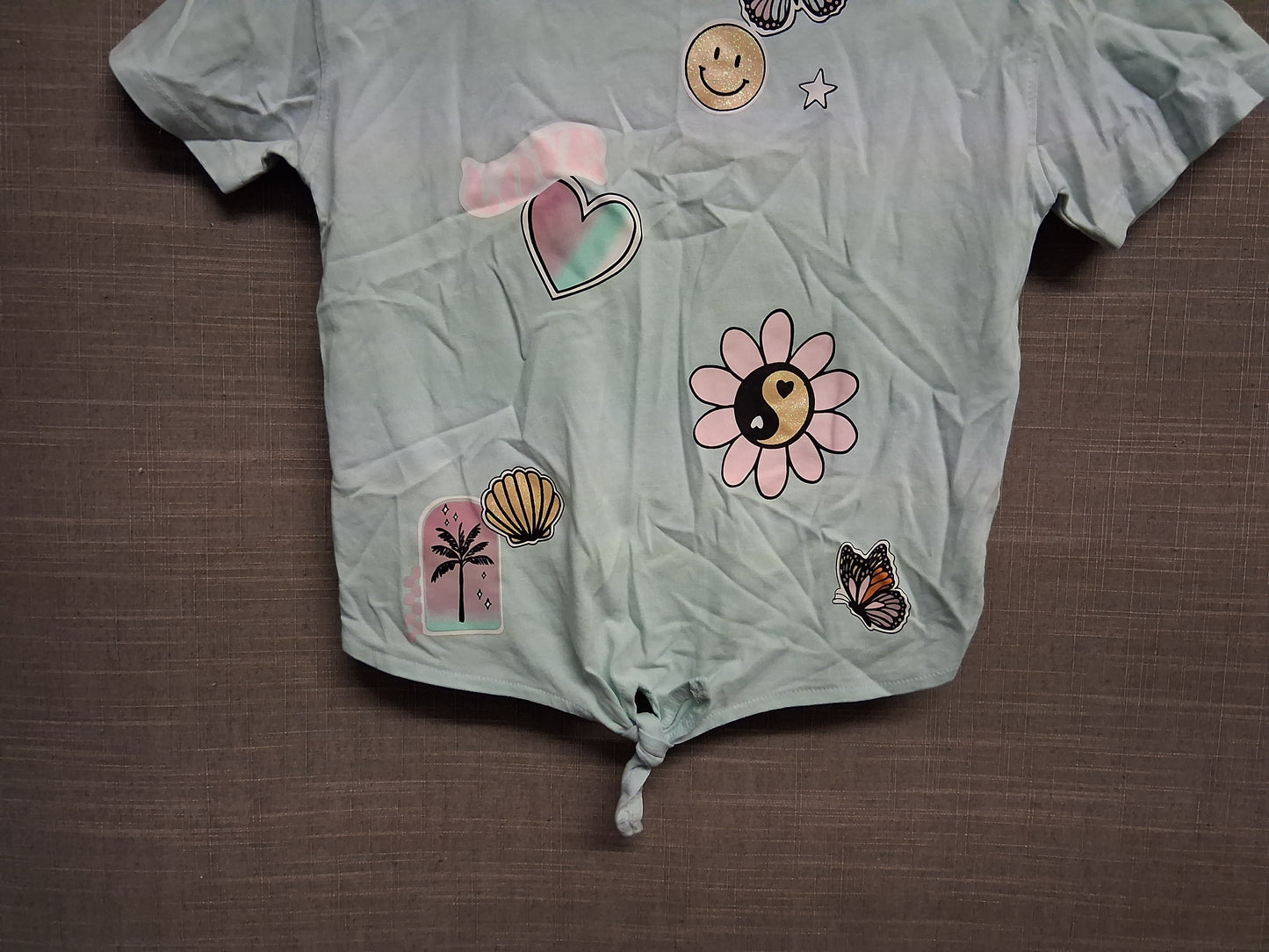 George Girls Green Butterfly Crop T-Shirt Tie Front Age 7-8 Years