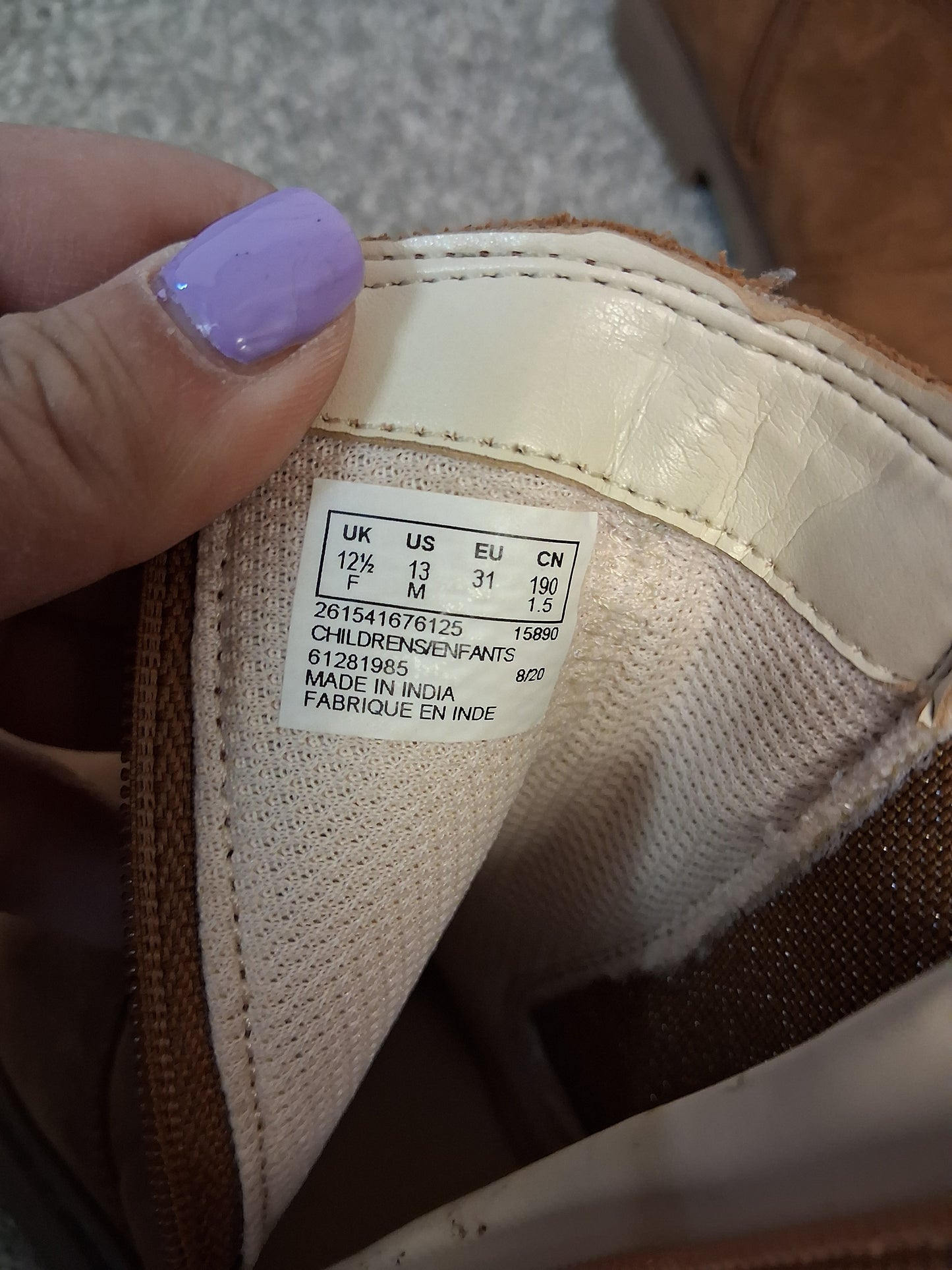 Clarks Girls Tan Brown Leather Ankle Boots Size 12.5F