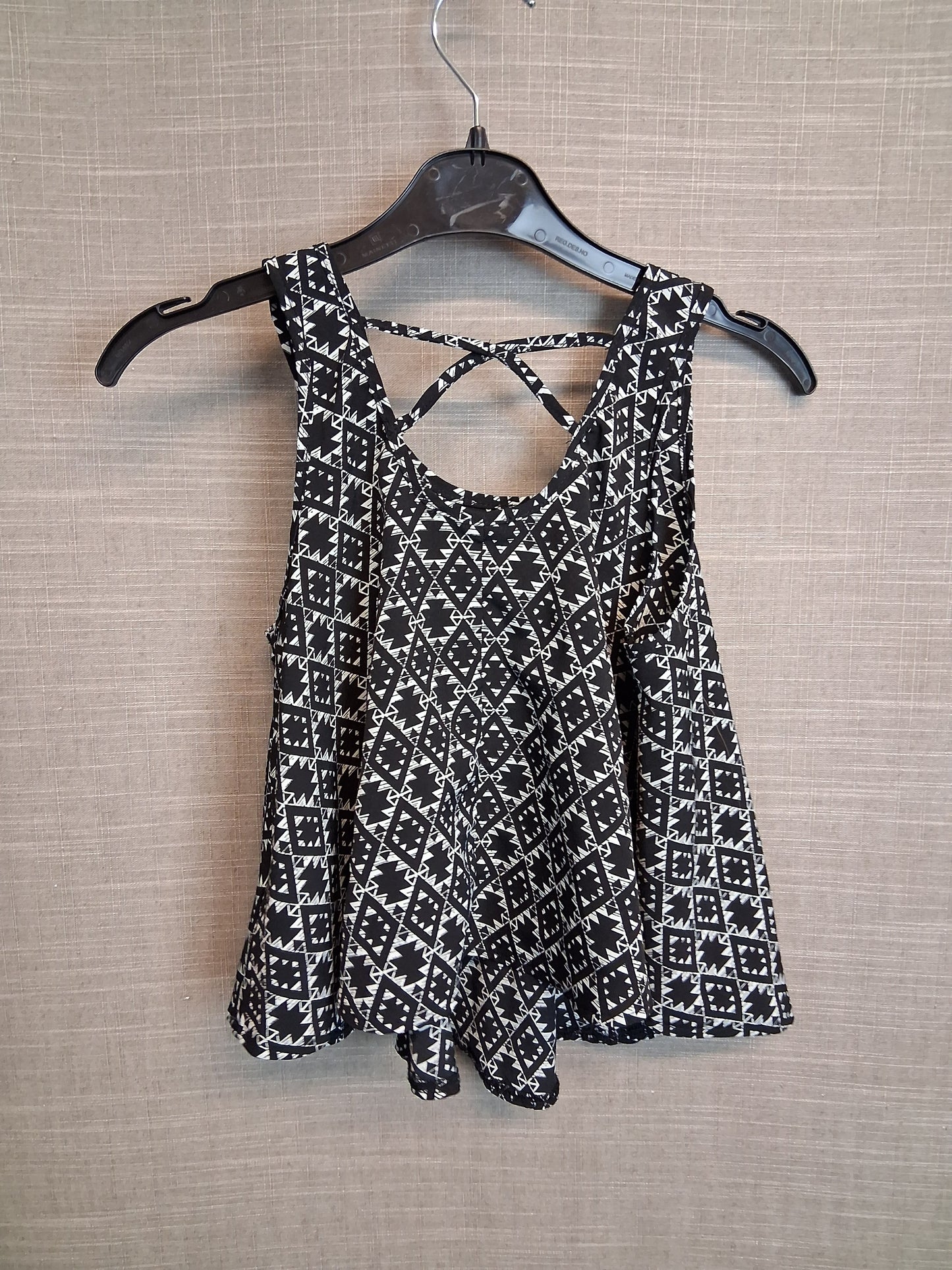 Primark Girls Black White Vest Top Age 8-9 Years