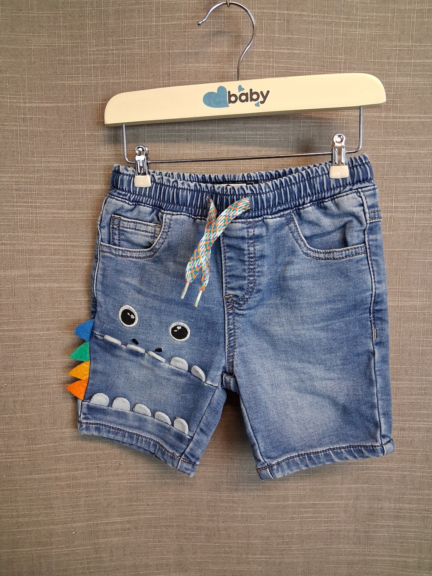 Next Boys Denim Shorts Monster Theme Age 2-3 Years