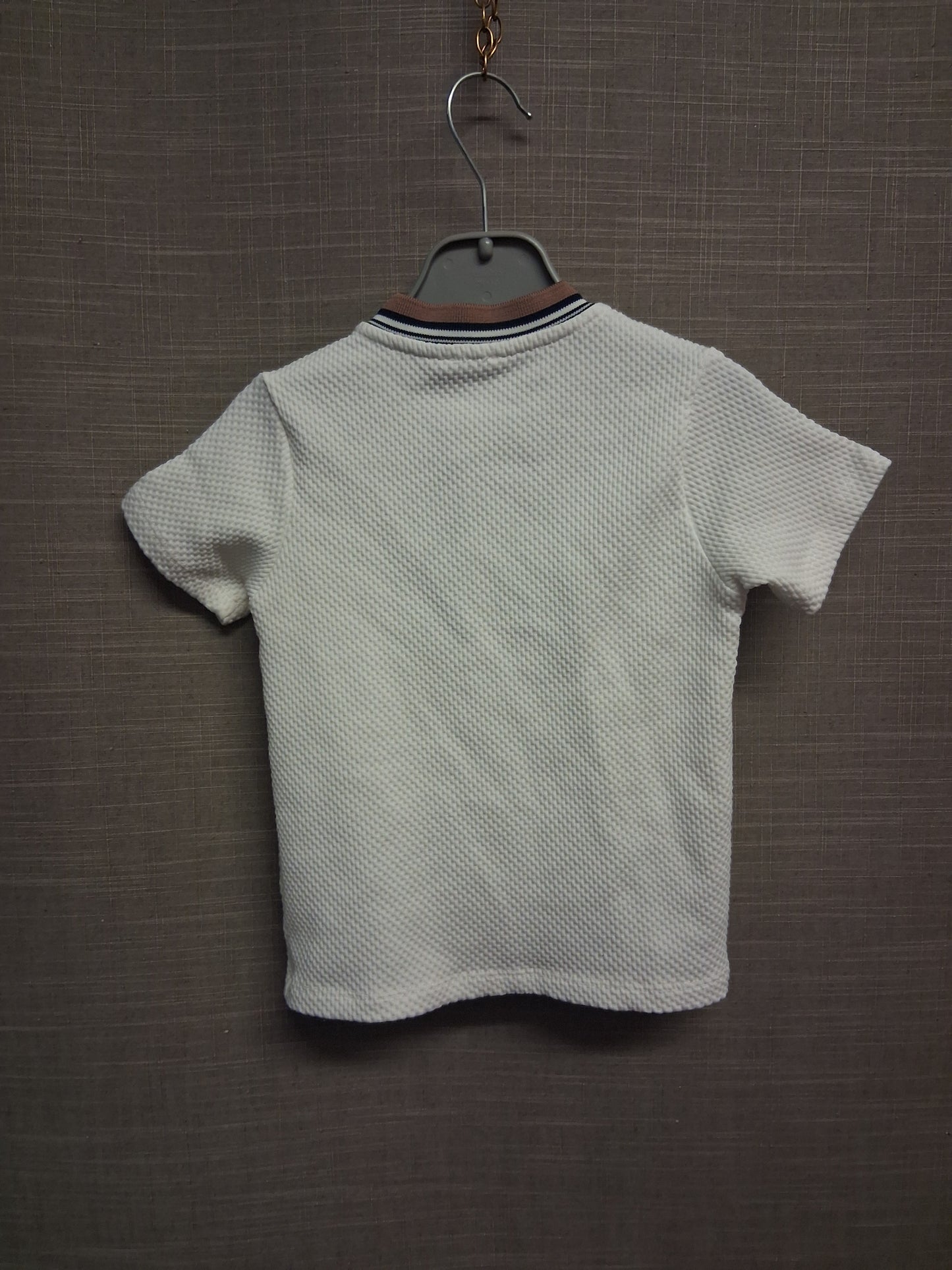 River Island Polo T-Shirt Boys White Short Sleeve 1/4 Zip Age 18-24 Months