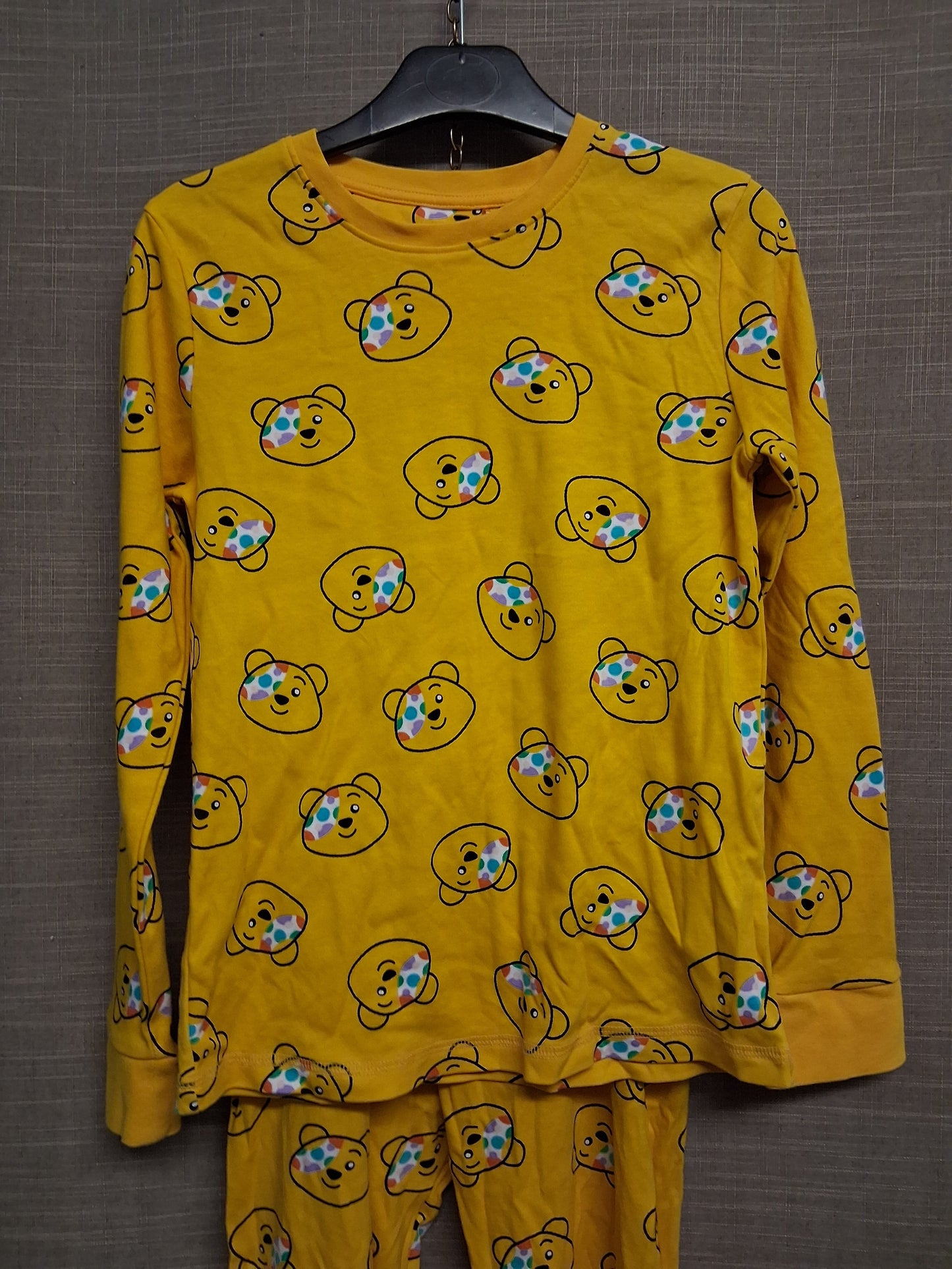 George Unisex "Pudsey" Yellow Pyjamas PJs 2 Piece Set Age 10-11 Years
