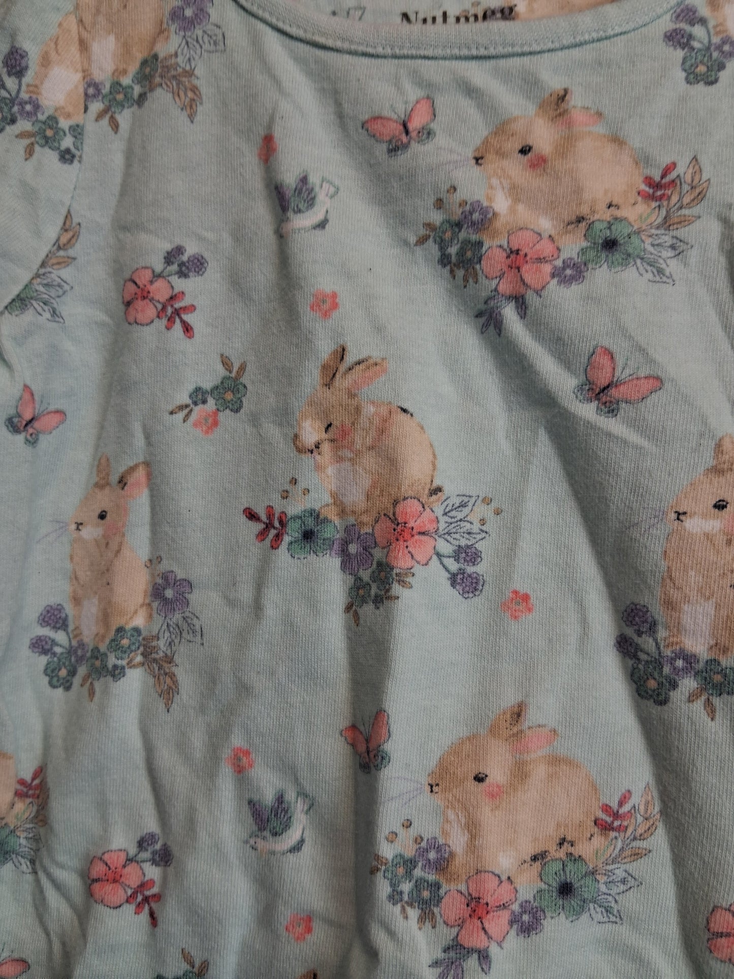 Nutmeg Girl Easter Bunny Theme Pyjamas PJs Set Age 6-9 Months