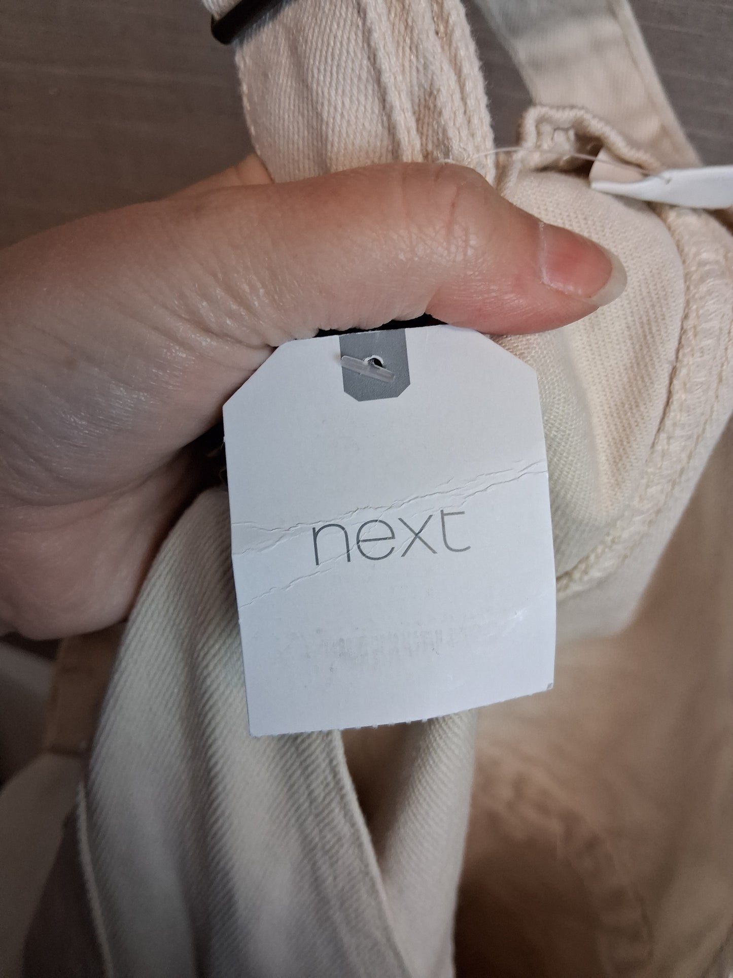 Next Girls Cream Denim Pinafore Dress Age 11 Years New