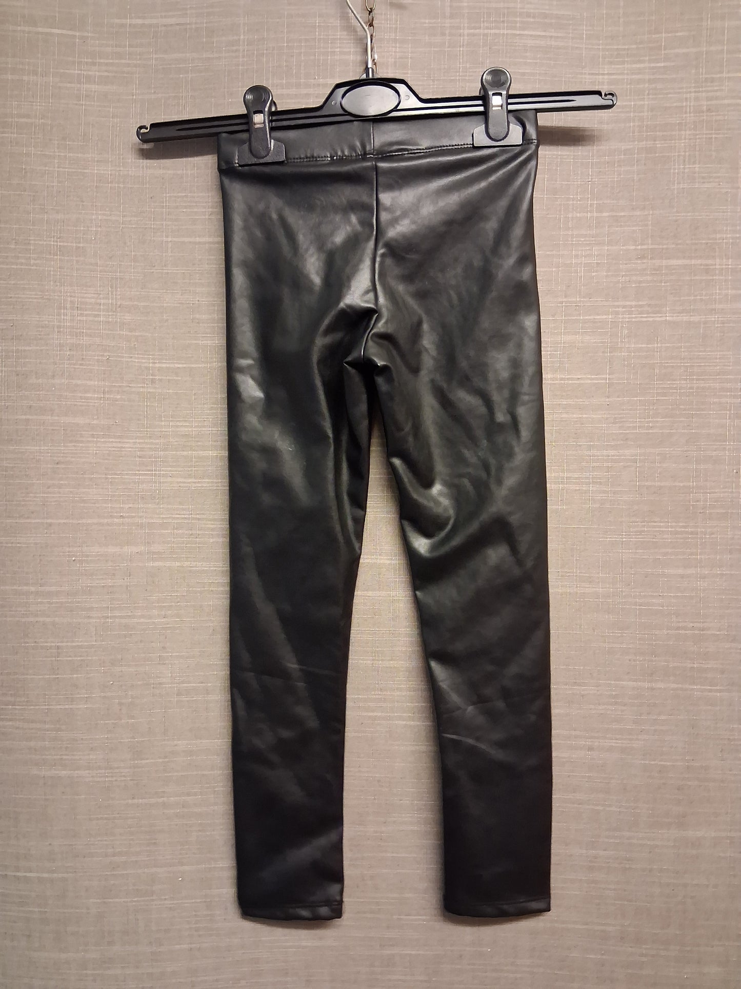 H&M Black Faux Leather Trousers Jeggings Age 6-7 Years New