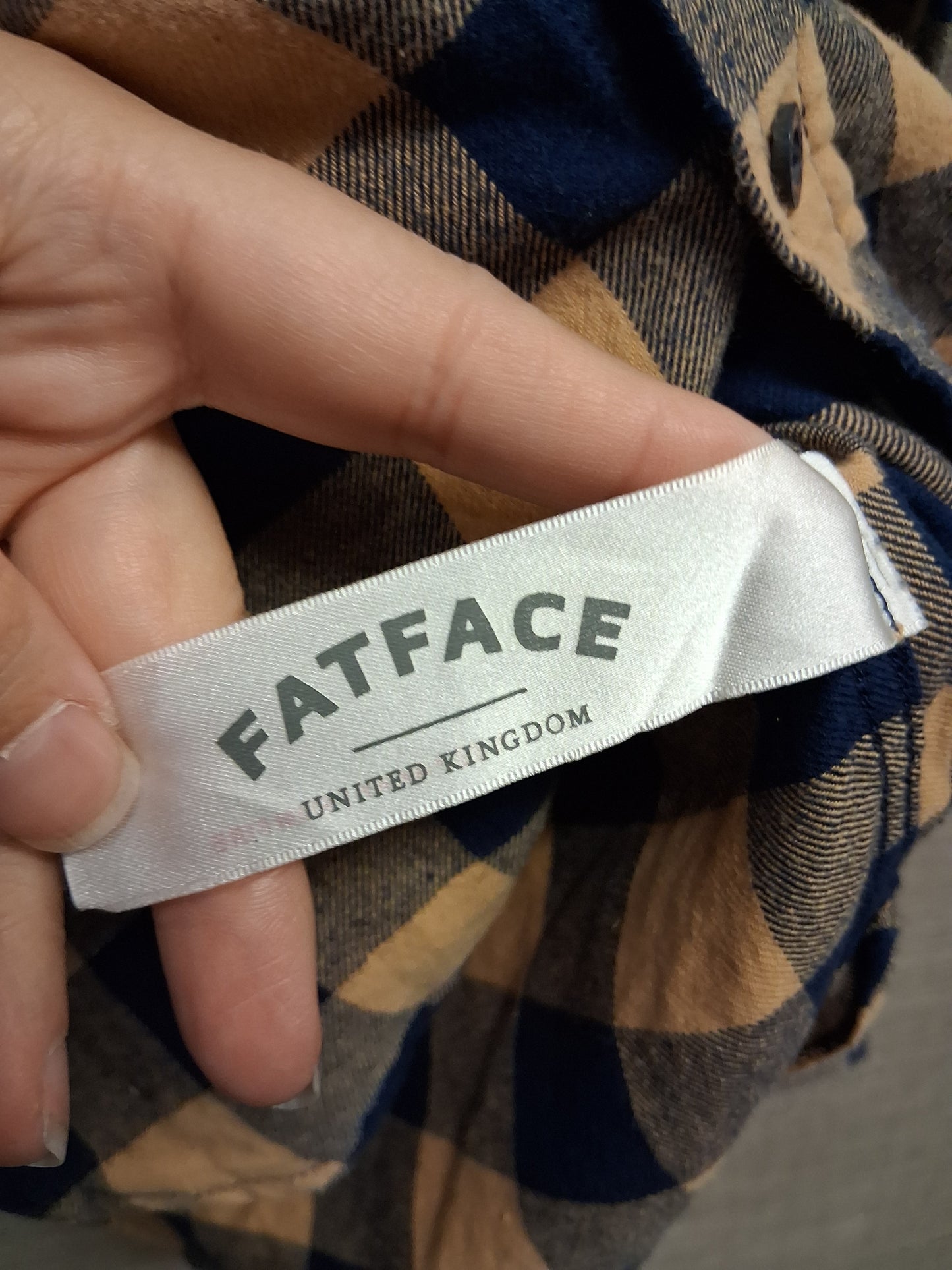 FatFace Boys Checked Shirt Long Sleeve Blue Beige Age 10/11 Years