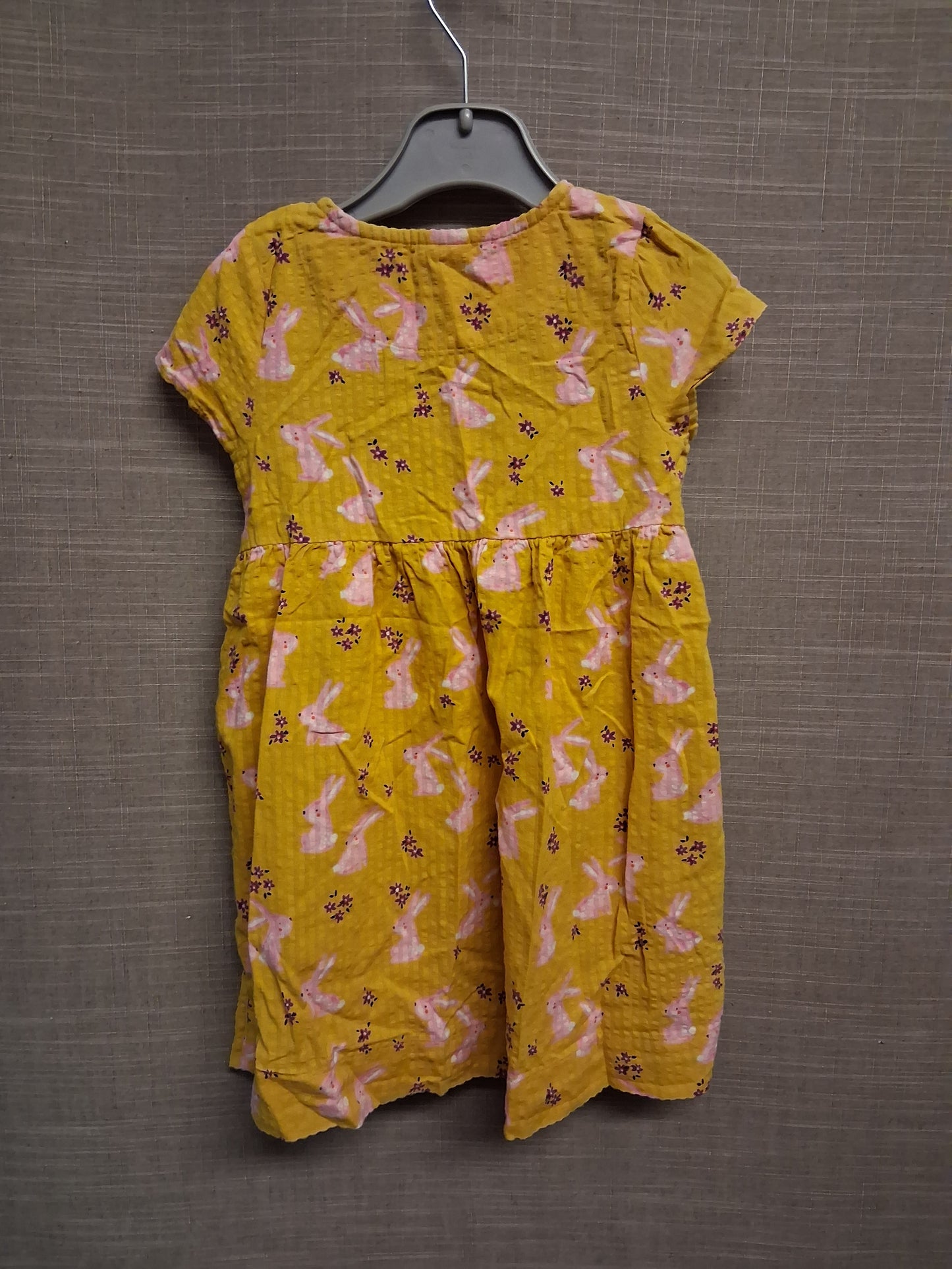 Next Girls Mustard Yellow Rabbits Cap Sleeve A Line Dress Age 2-3 Years