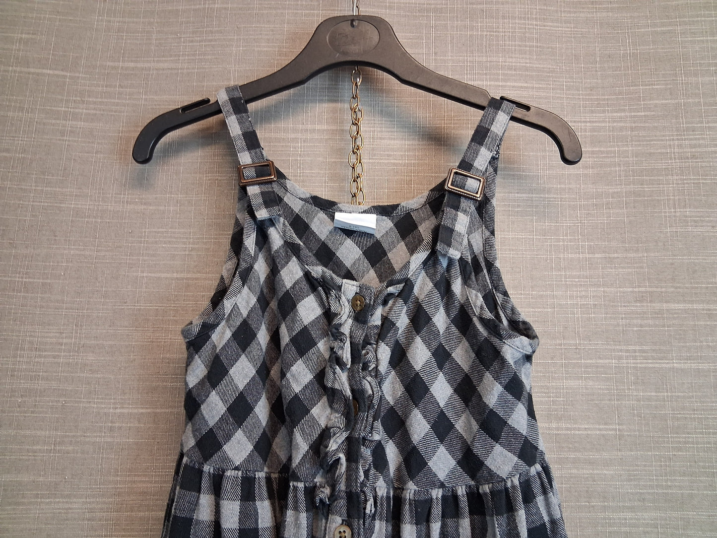 Next Girls Grey Black Check Tiered Sundress Age 8 Years