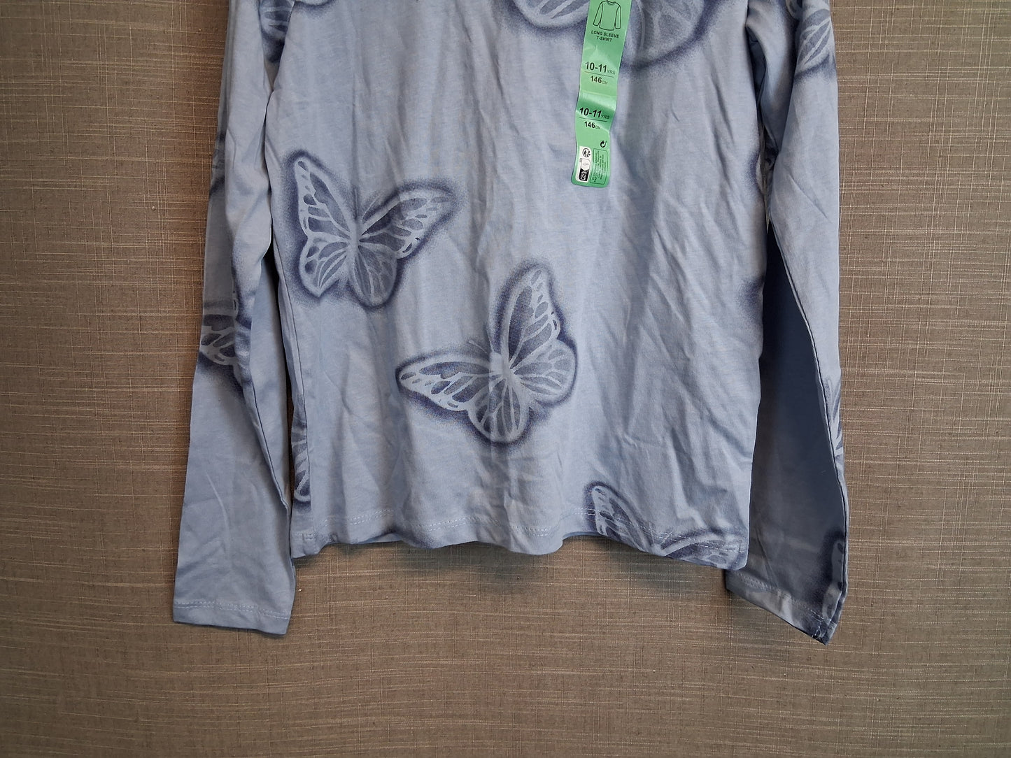 Primark Girls Blue Butterfly Long Sleeve T-Shirt Age 10-11 Years New