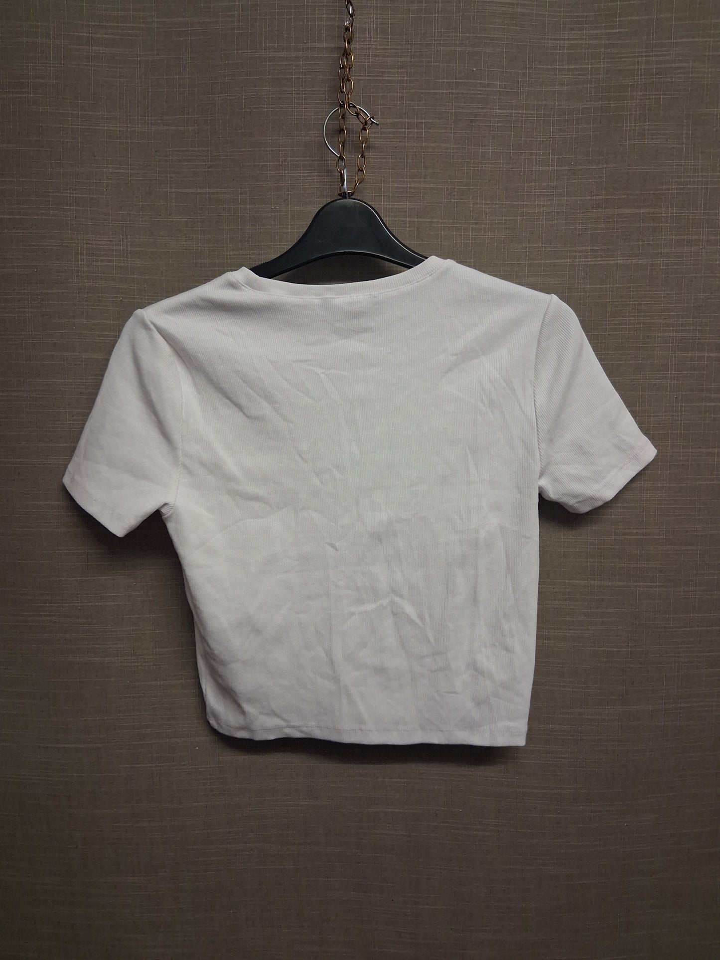 New Look White Ribbed Short Sleeve Cropped T-Shirt Age 14-15 Years