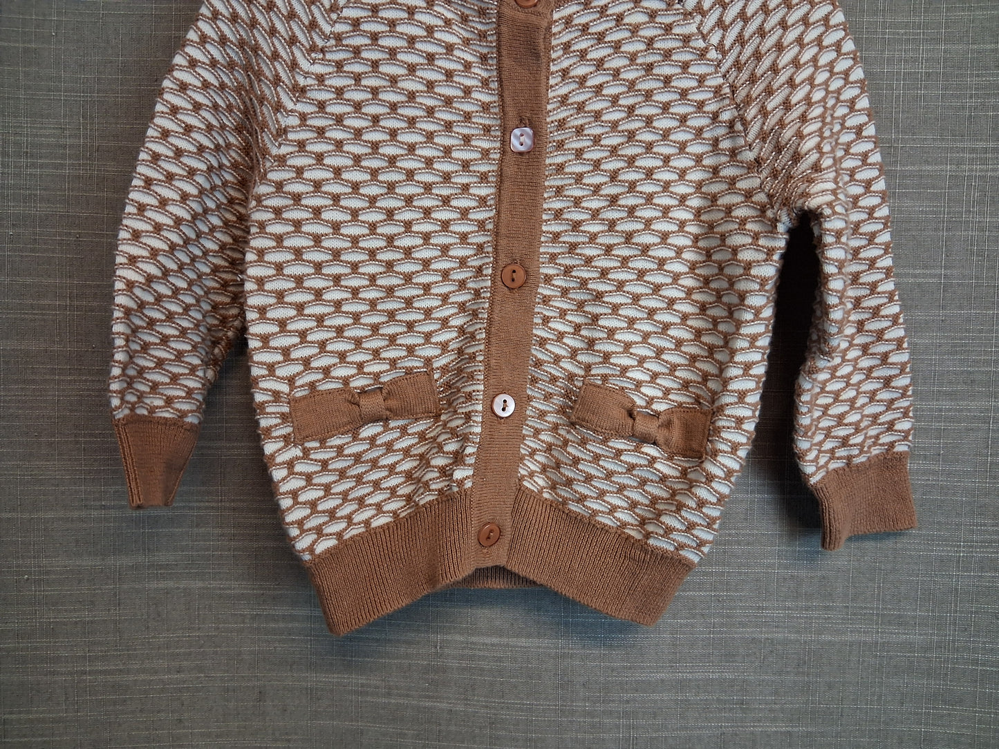 Mamas & Papas Brown Beige Waffle Knit Cardigan Age 3-6 Months