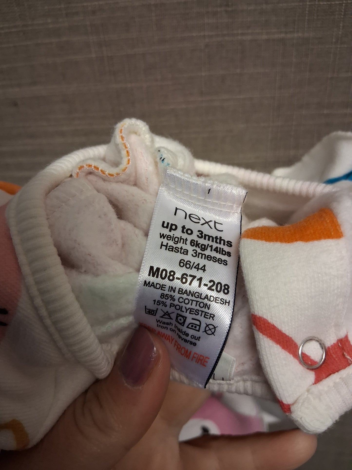 Next Girl Jersey Sleepsuit Cat Multicolour Age 0-3 Months