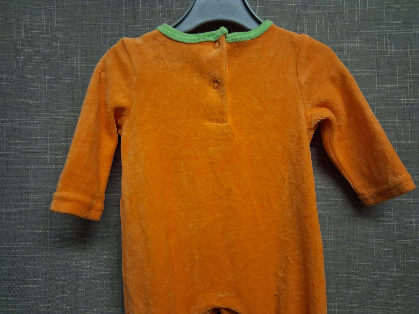 Hallowscream Velour Orange Pumpkin Romper One Piece Age 3-6 Months