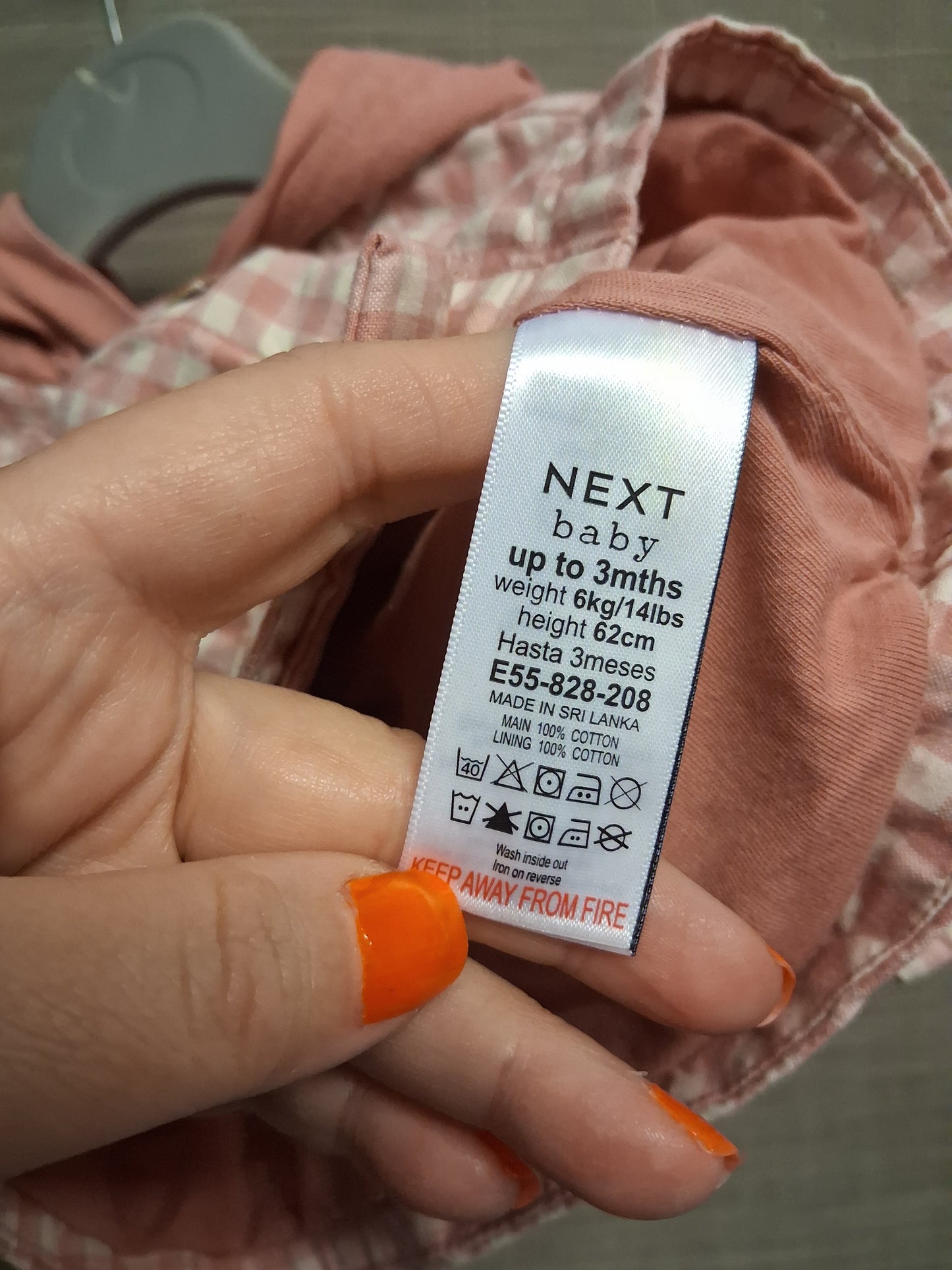 Next Girls Orange Peach Check Shacket Jacket Age 0-3 Months