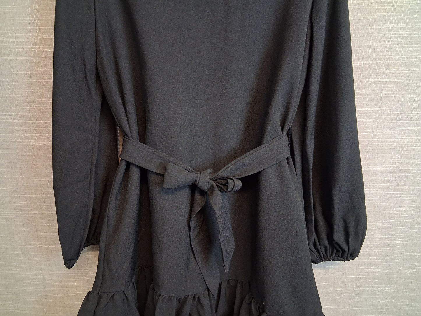 Shein Girls Black Dress Long Sleeve with Belt Age 10 years