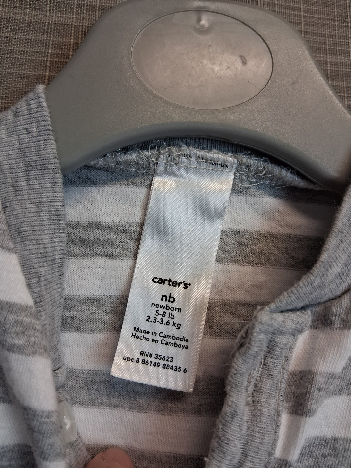 Carter's Boys White Grey Romper Age Newborn