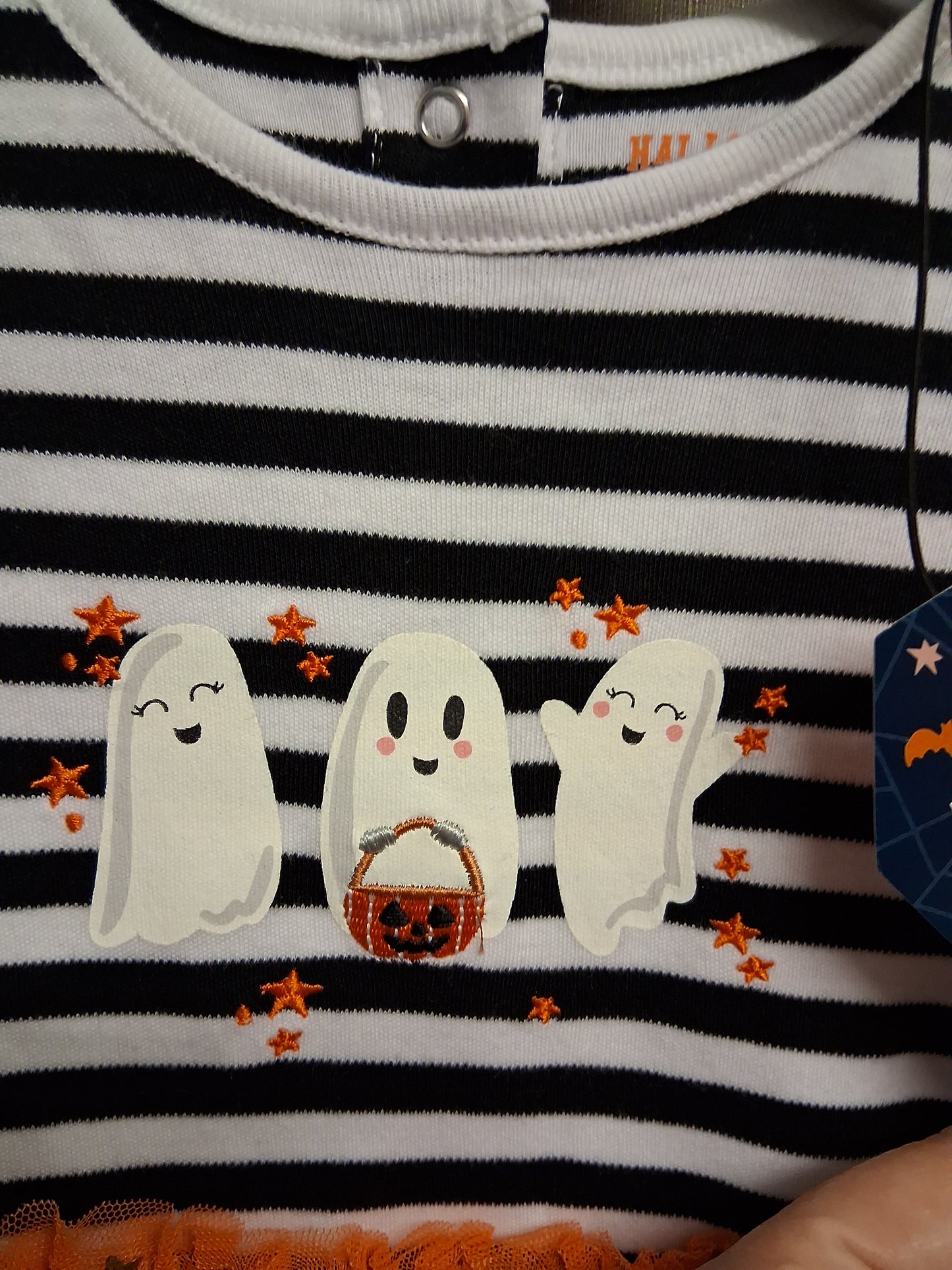 Hallowscream Girls Sleepsuit Halloween Black White Striped Age 0-3 Months New