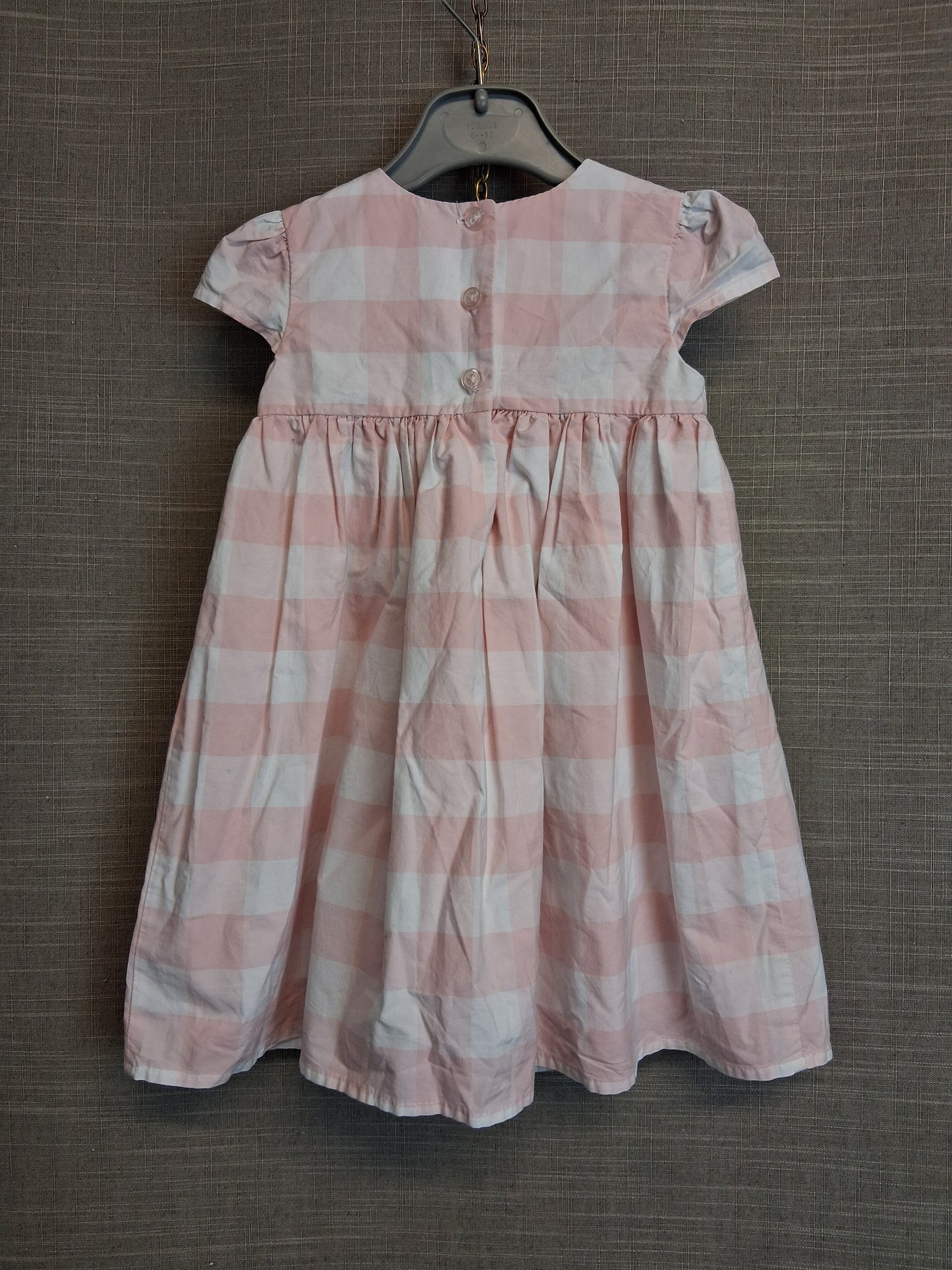 George Girls Pink Check Dress Short Sleeve Age 12-18 Months