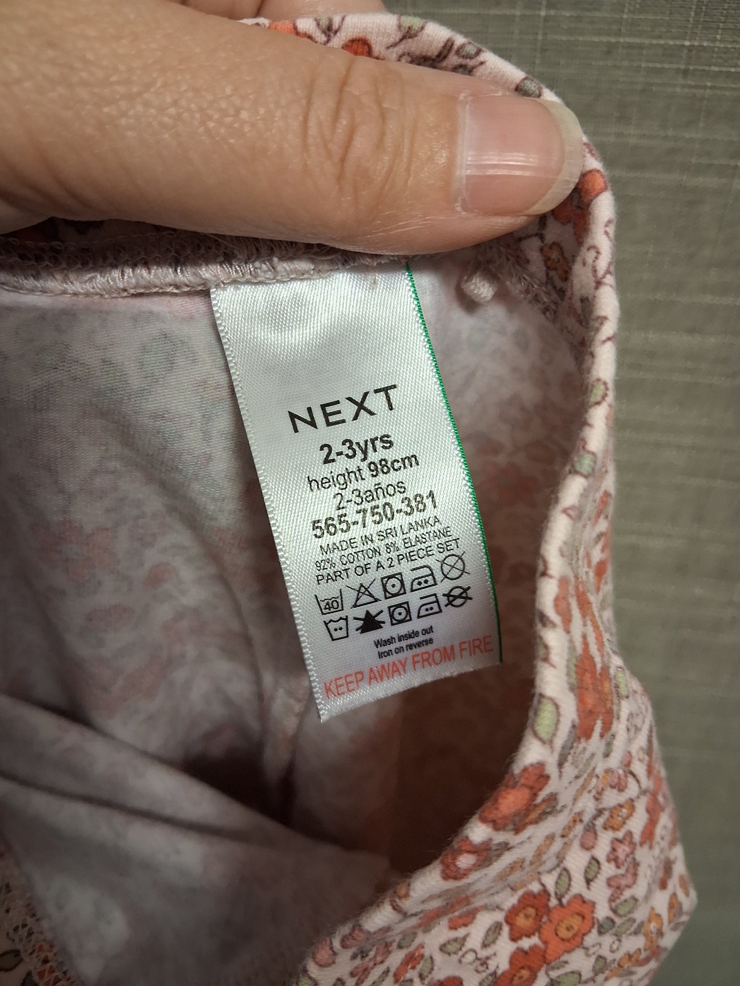 Next Girls Pink Floral Leggings Jersey Age 2-3 Years