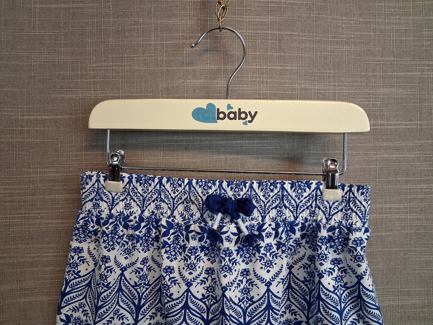TU Girls Blue Paisley Print Jersey Shorts Age 8 Years
