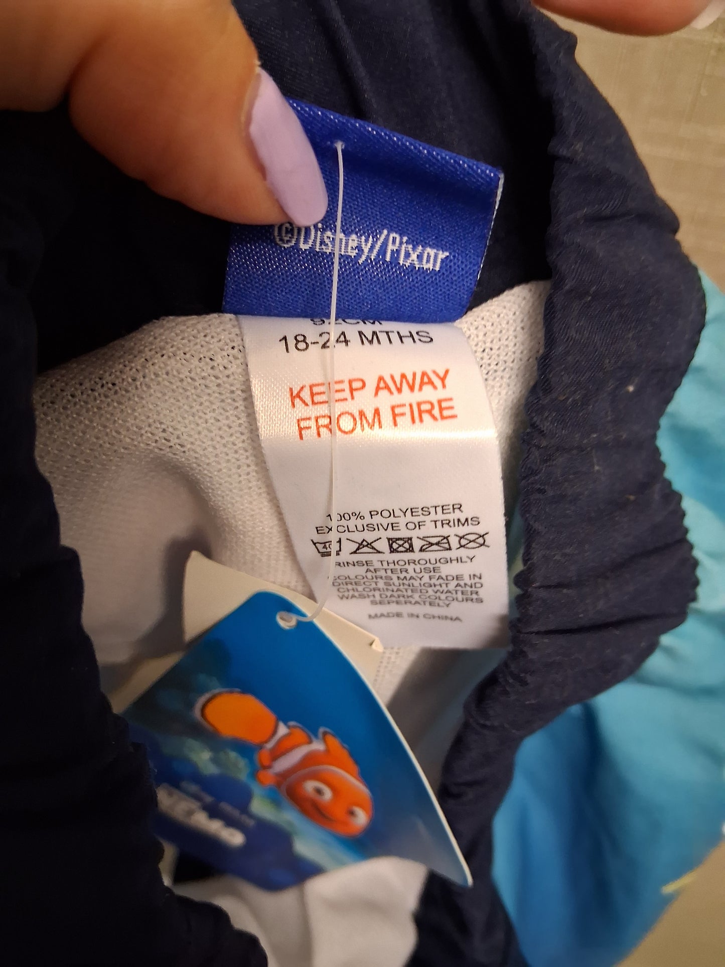 Disney Finding Nemo Swim Shorts Blue Age 18-24 Months New