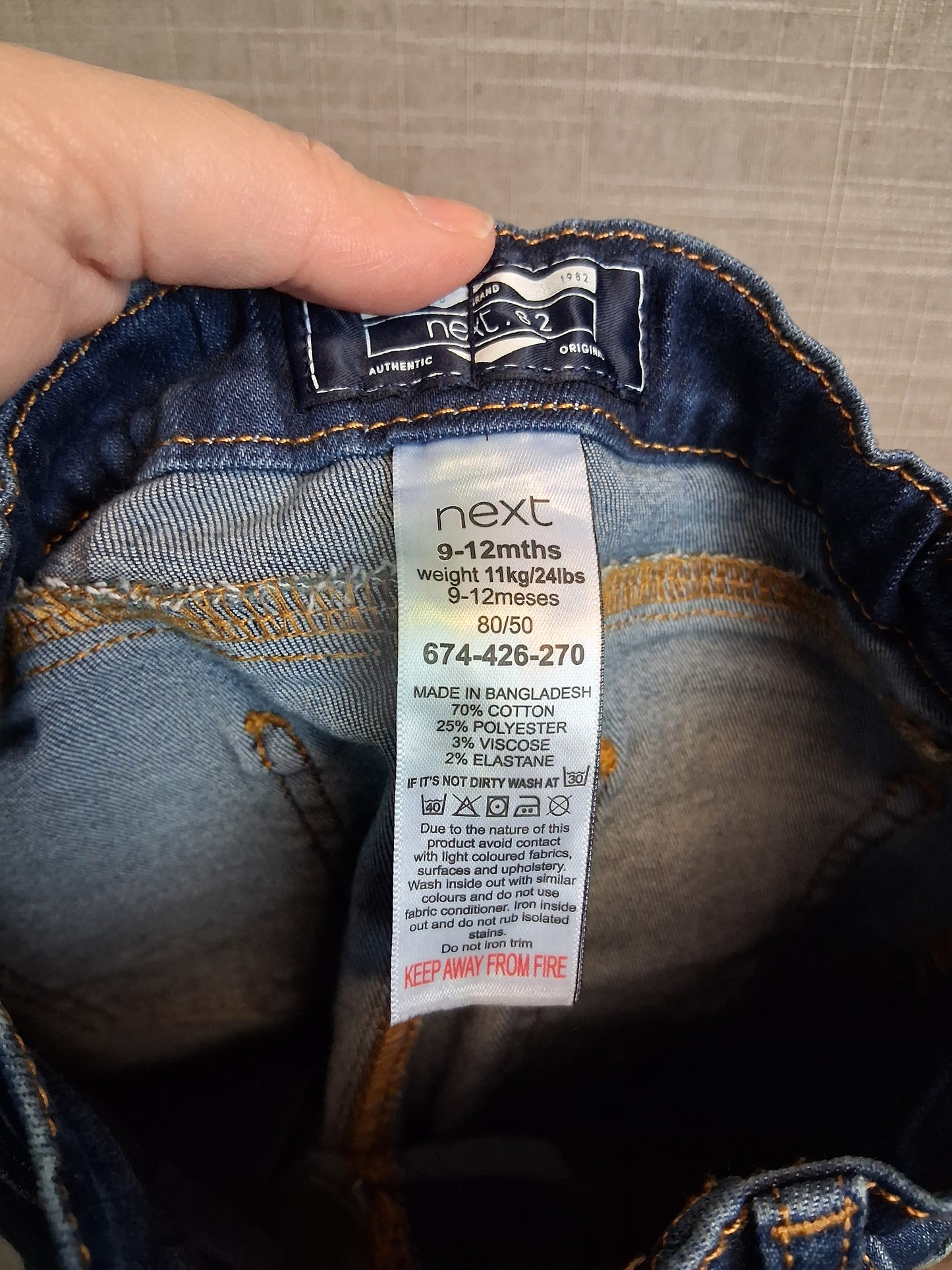 Next Boys Blue Denim Jeans Age 9-12 months