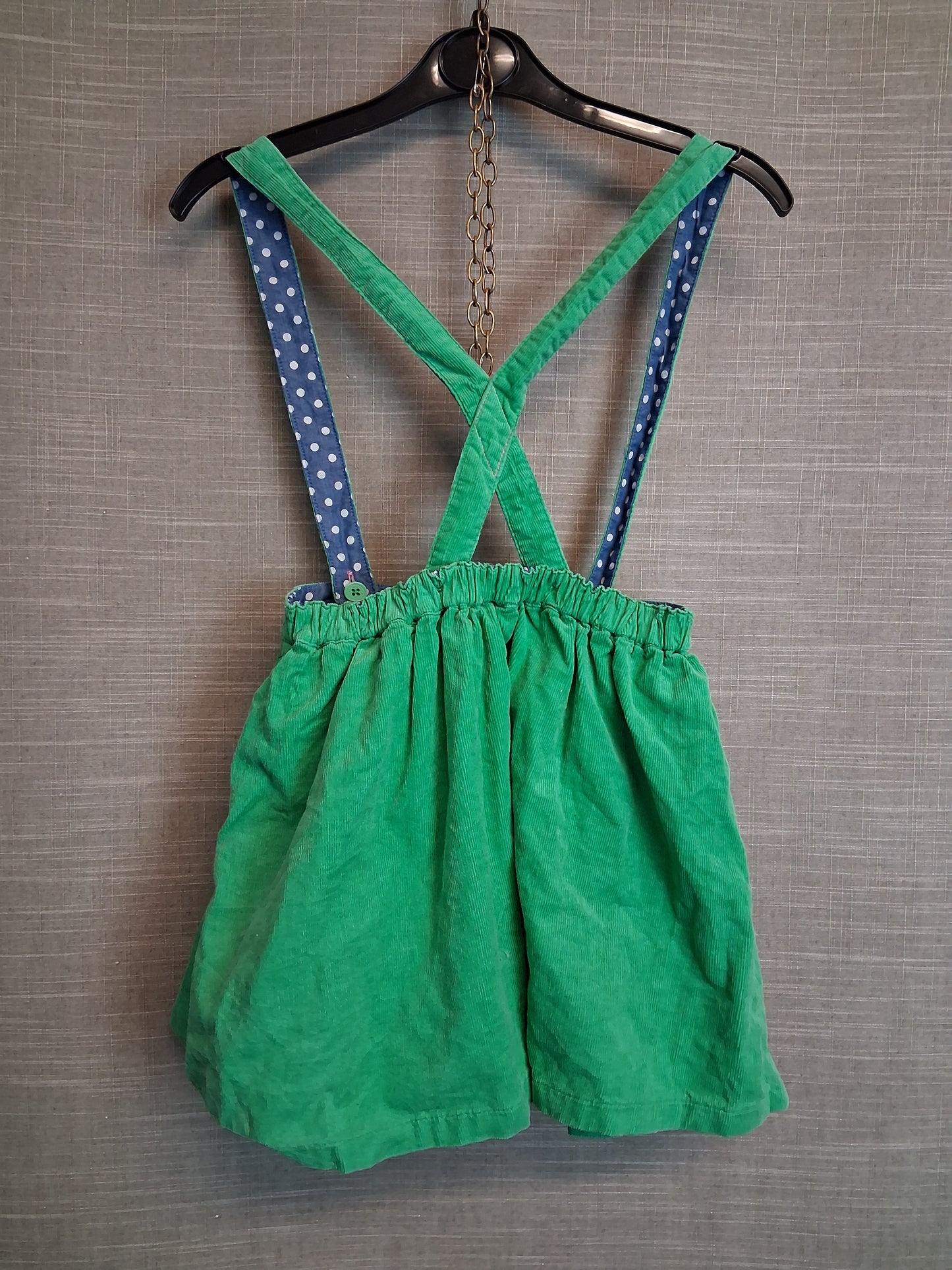 Mini Boden Girls Corduroy Green Pinafore Skirt Age 5-6 Years