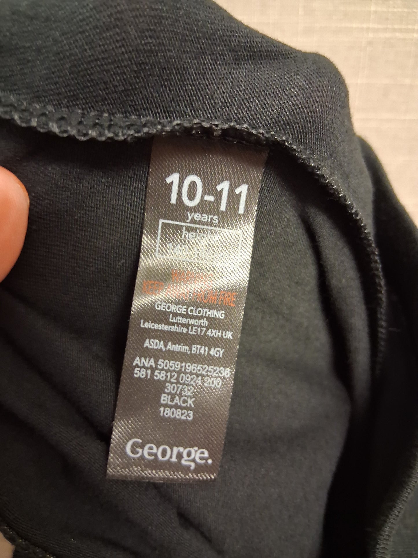 George Girls Lace Hem Black Leggings Age 10-11 Years New