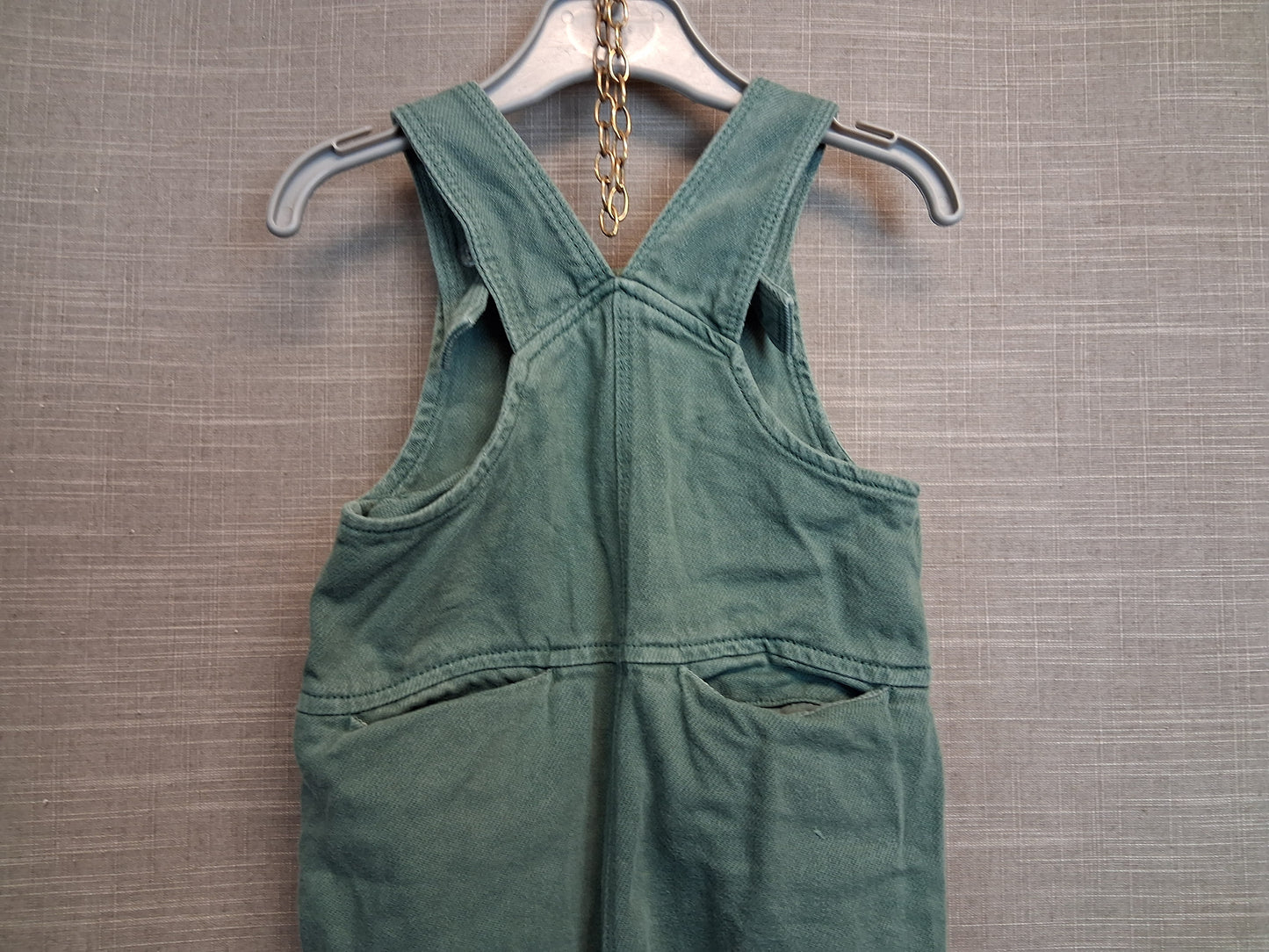 Next Girls Green Denim Dungarees Age 12-18 Months 3D Apple