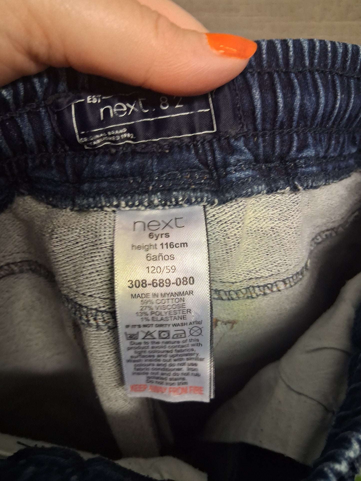 Next Boys Blue Denim Jeans Elastic Waist Band Age 6 Years